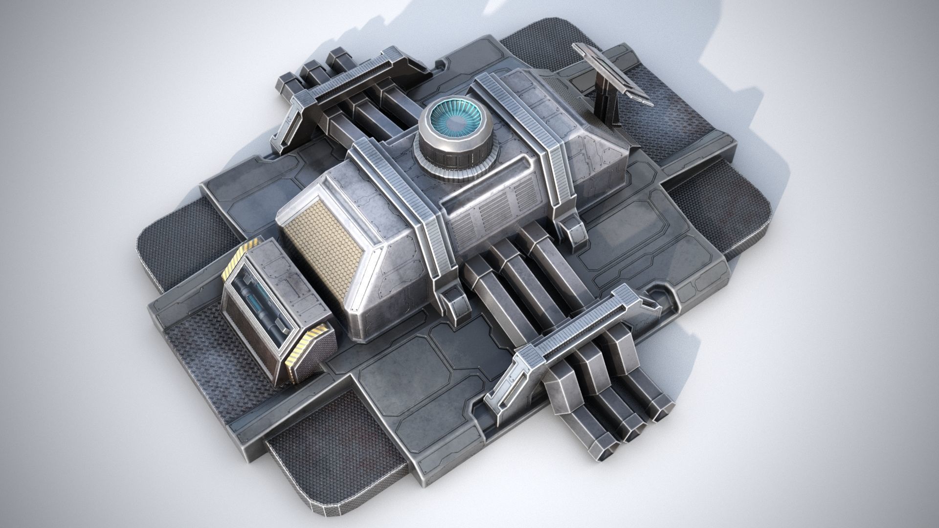 Sci-fi stylized pump station  Low-poly 3D model_12
