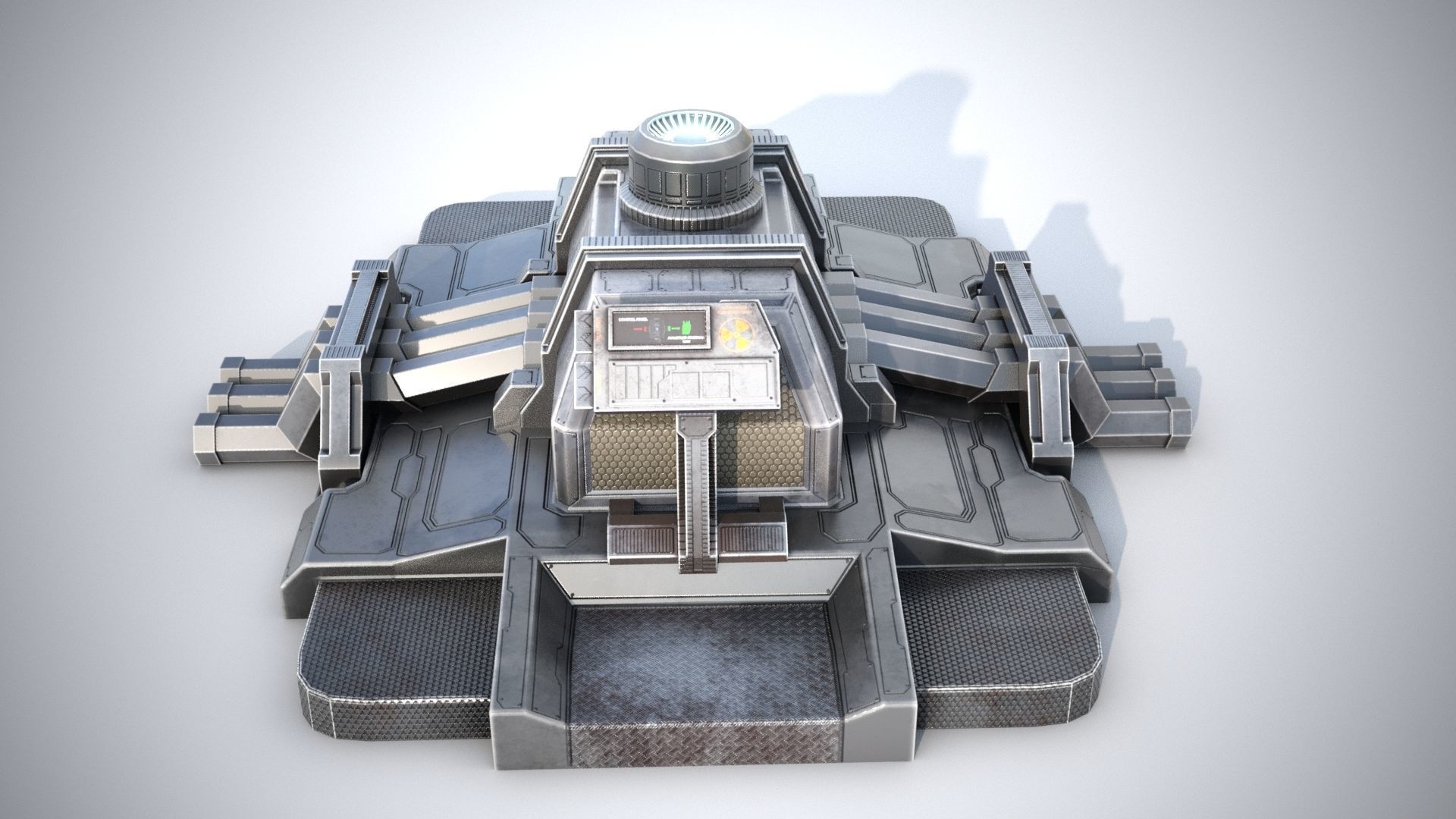 Sci-fi stylized pump station  Low-poly 3D model_7