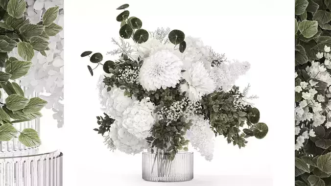 Small white bouquet of flowers lilac hydrangea dahlia 349