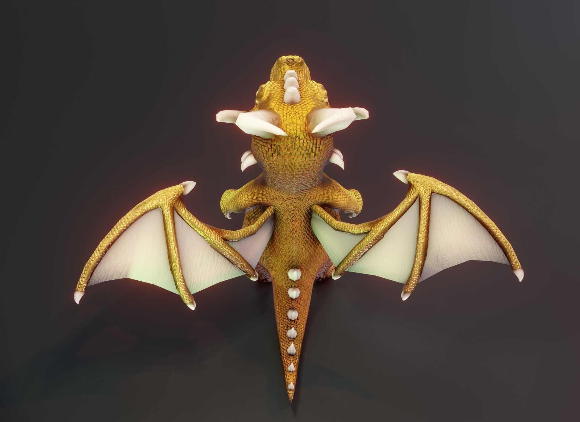 Cartoon Gold Dragon Rigged 3D Model Low-poly 3D model_12