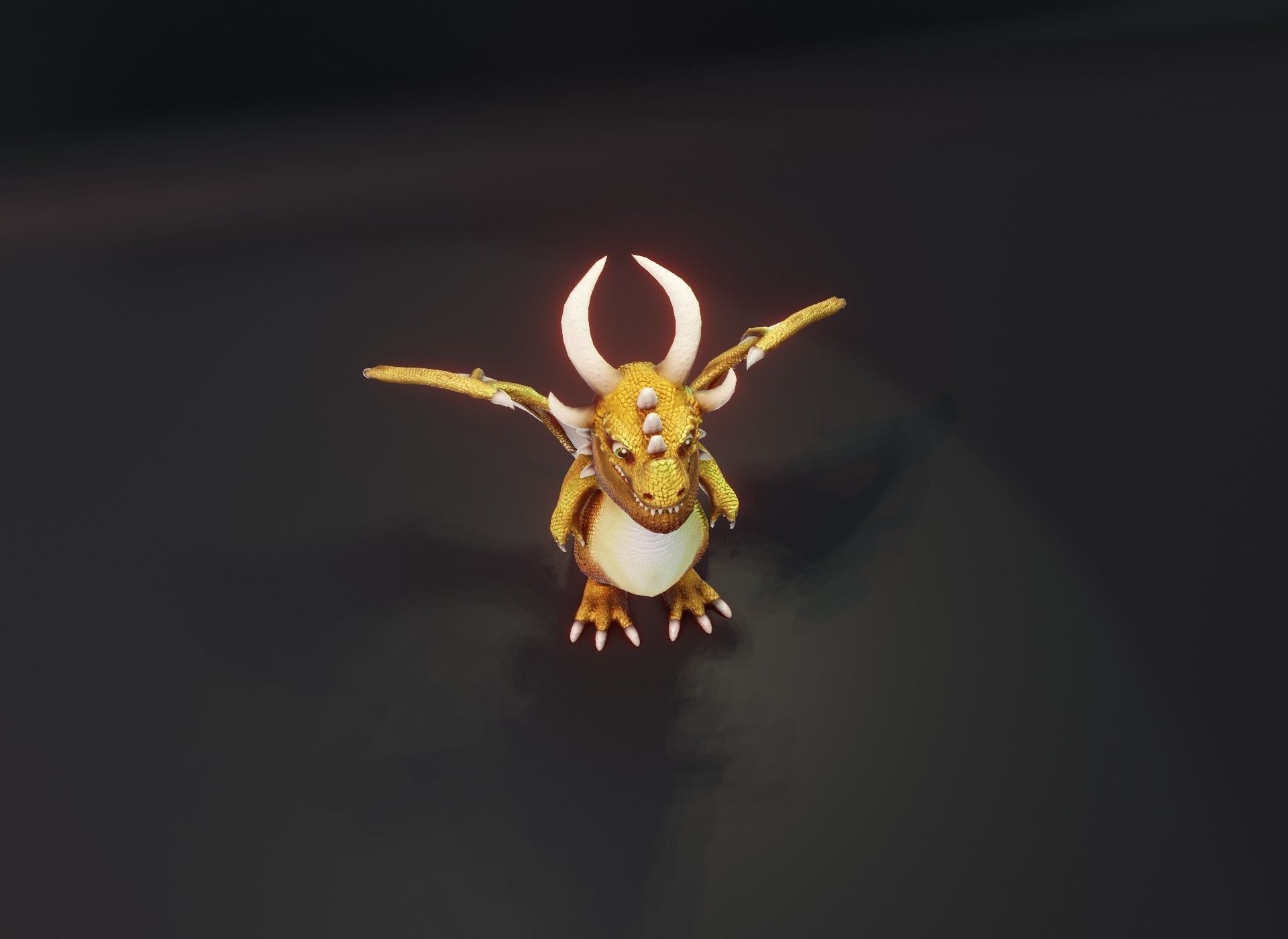 Cartoon Gold Dragon Rigged 3D Model Low-poly 3D model_10