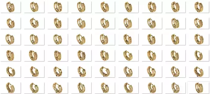 54 Plain Gold Hoops Earrings 3dm STL model Pack