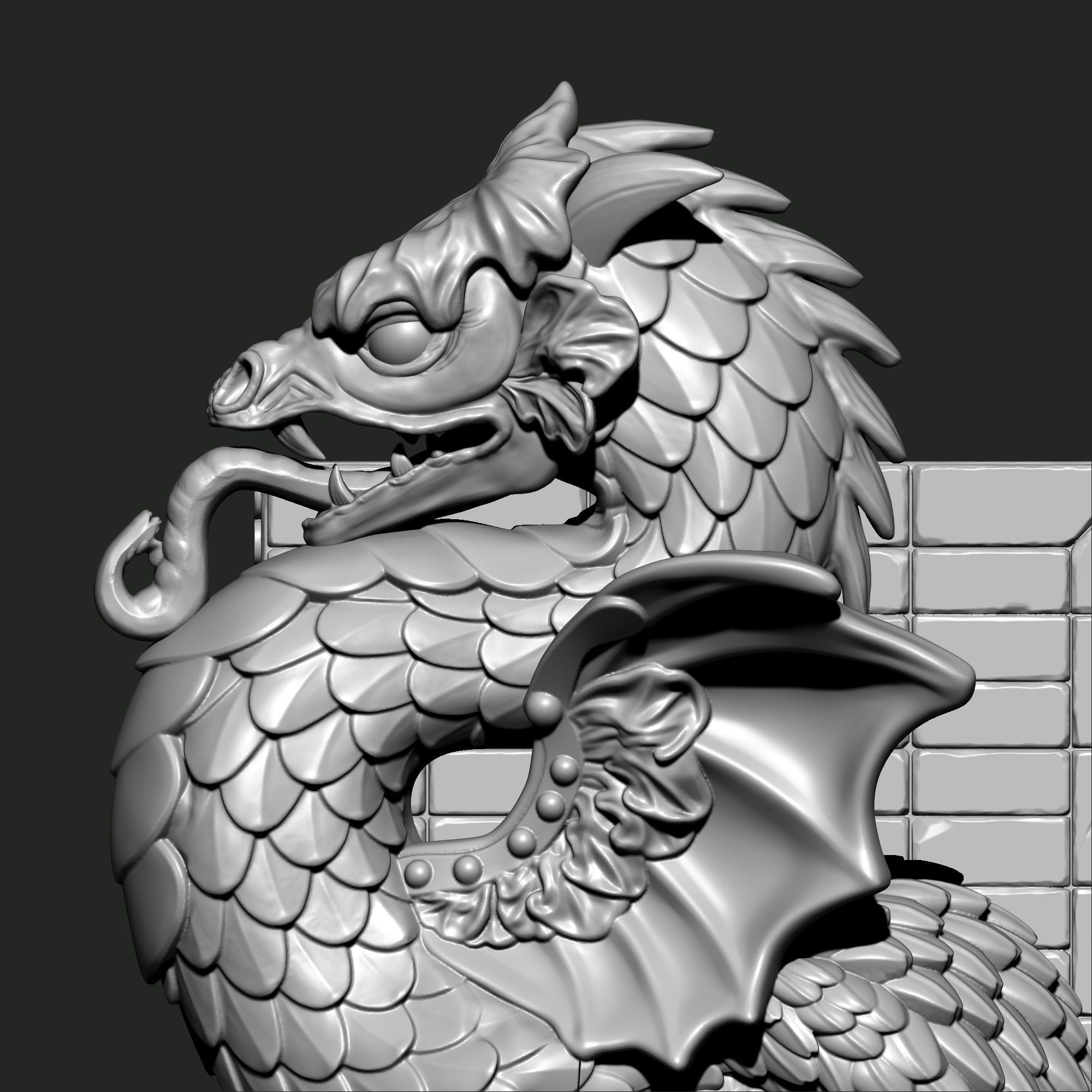 DRAGON-GARGOYLE BOOKEND 3D print model_4