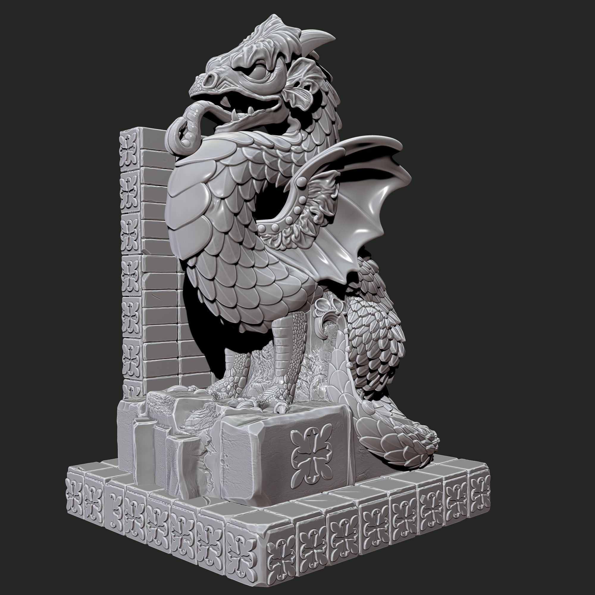 DRAGON-GARGOYLE BOOKEND 3D print model_5