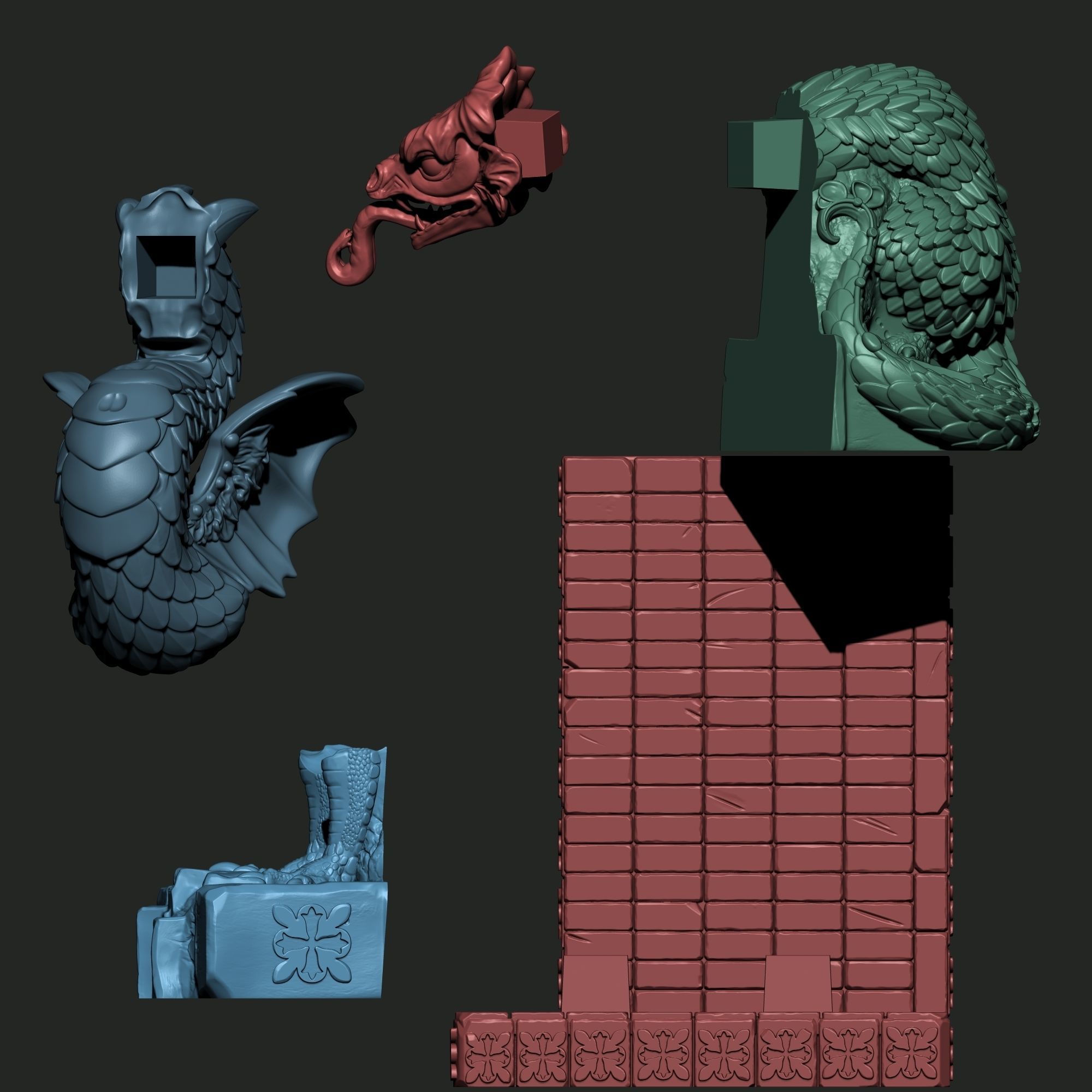 DRAGON-GARGOYLE BOOKEND 3D print model_8