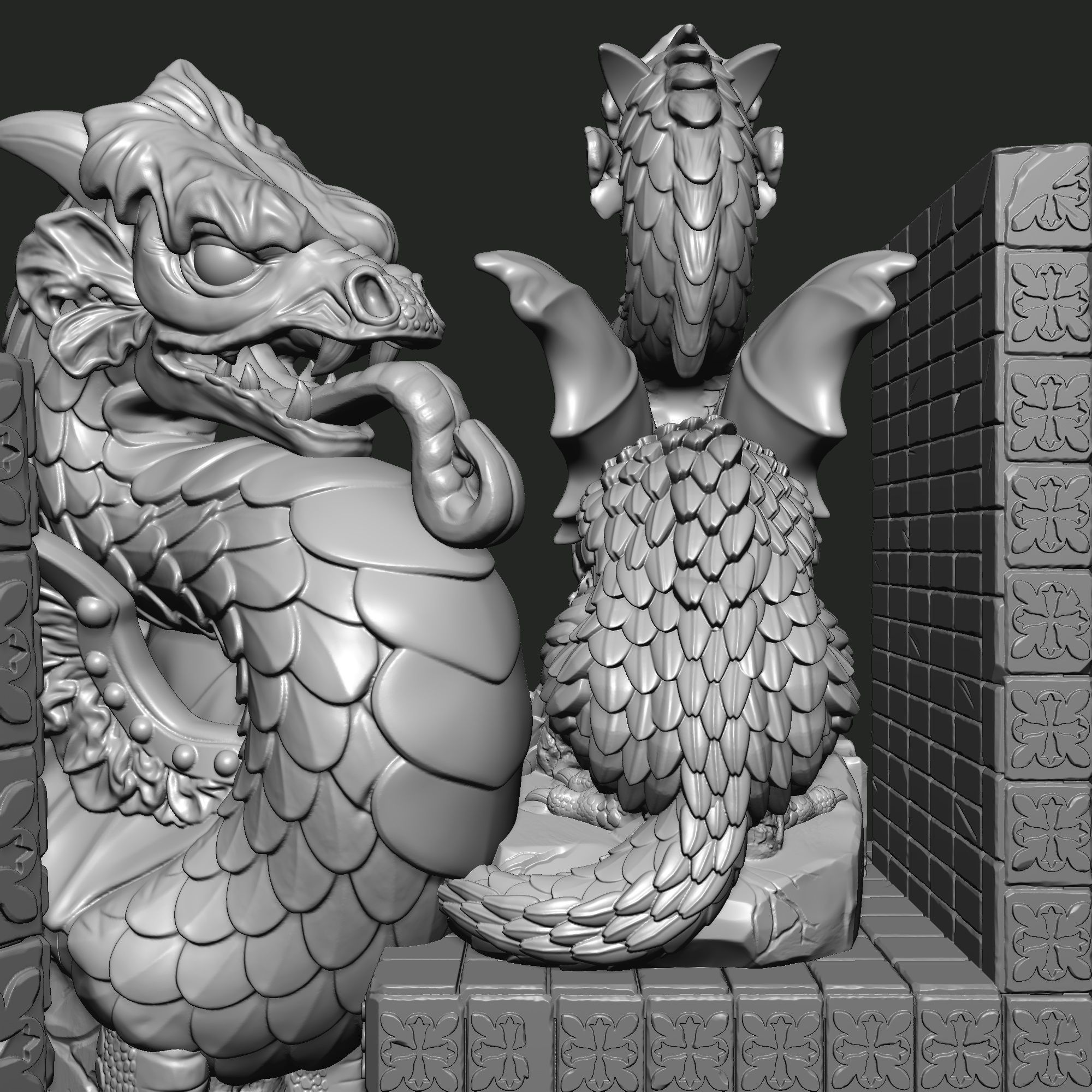 DRAGON-GARGOYLE BOOKEND 3D print model_2