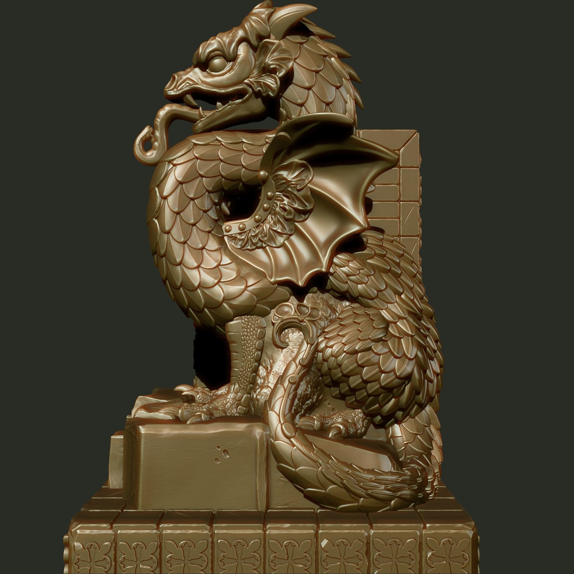DRAGON-GARGOYLE BOOKEND 3D print model_9