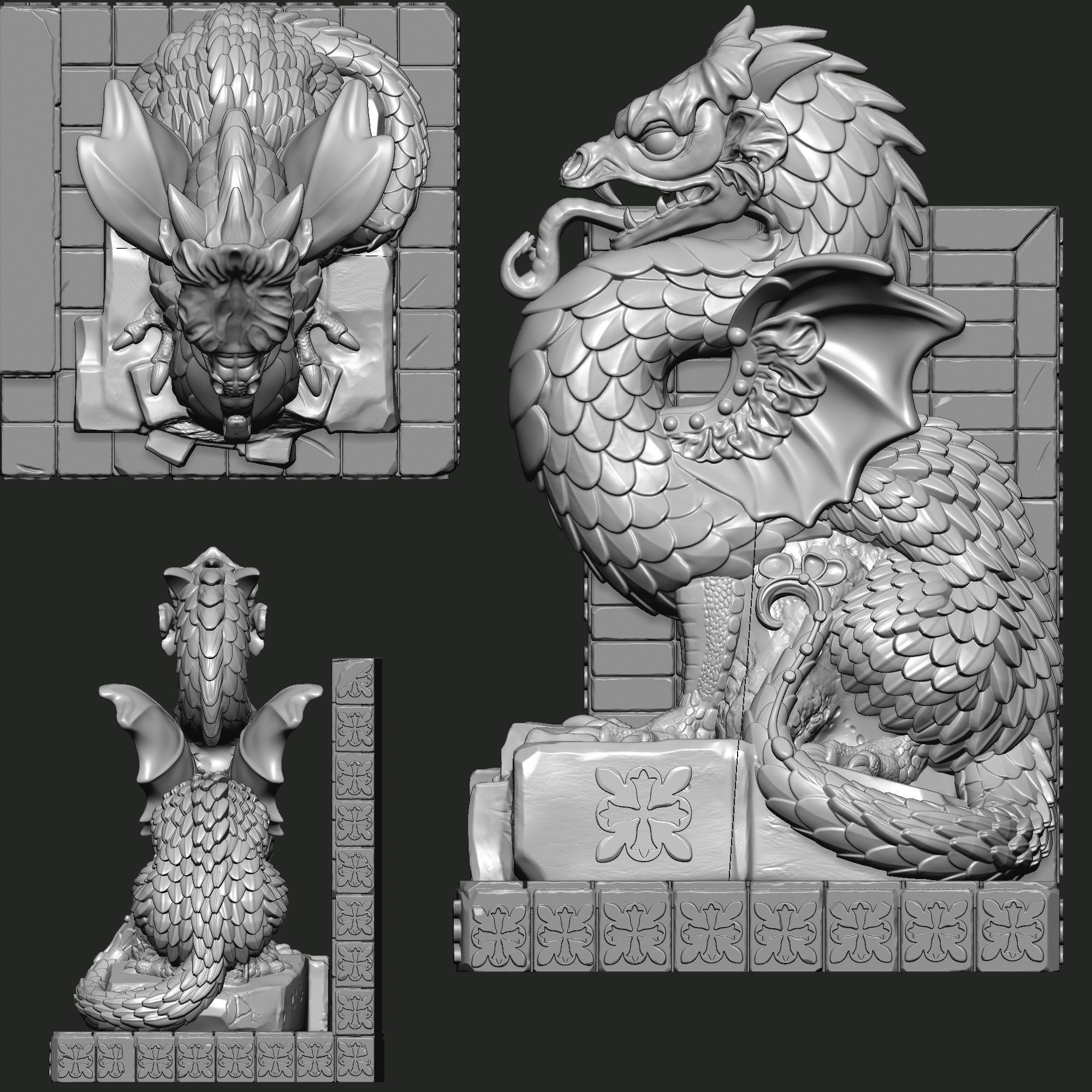 DRAGON-GARGOYLE BOOKEND 3D print model_0