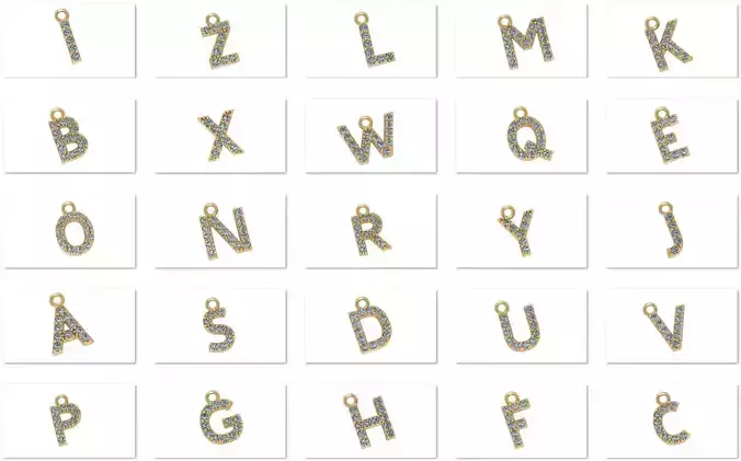 26 Alphabet pendant necklace charms 3dm models pack