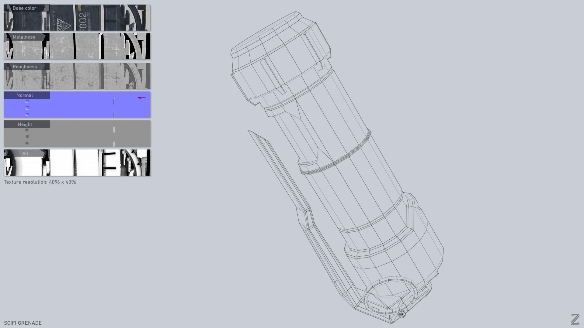 Scifi grenade Low-poly 3D model_3