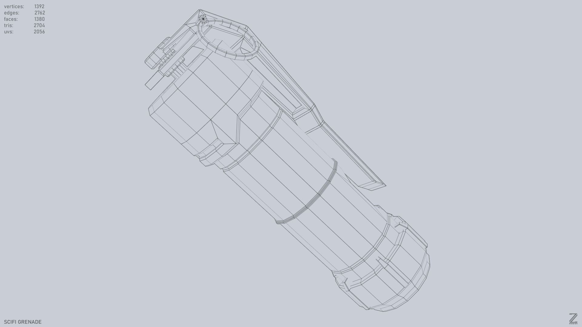 Scifi grenade Low-poly 3D model_10