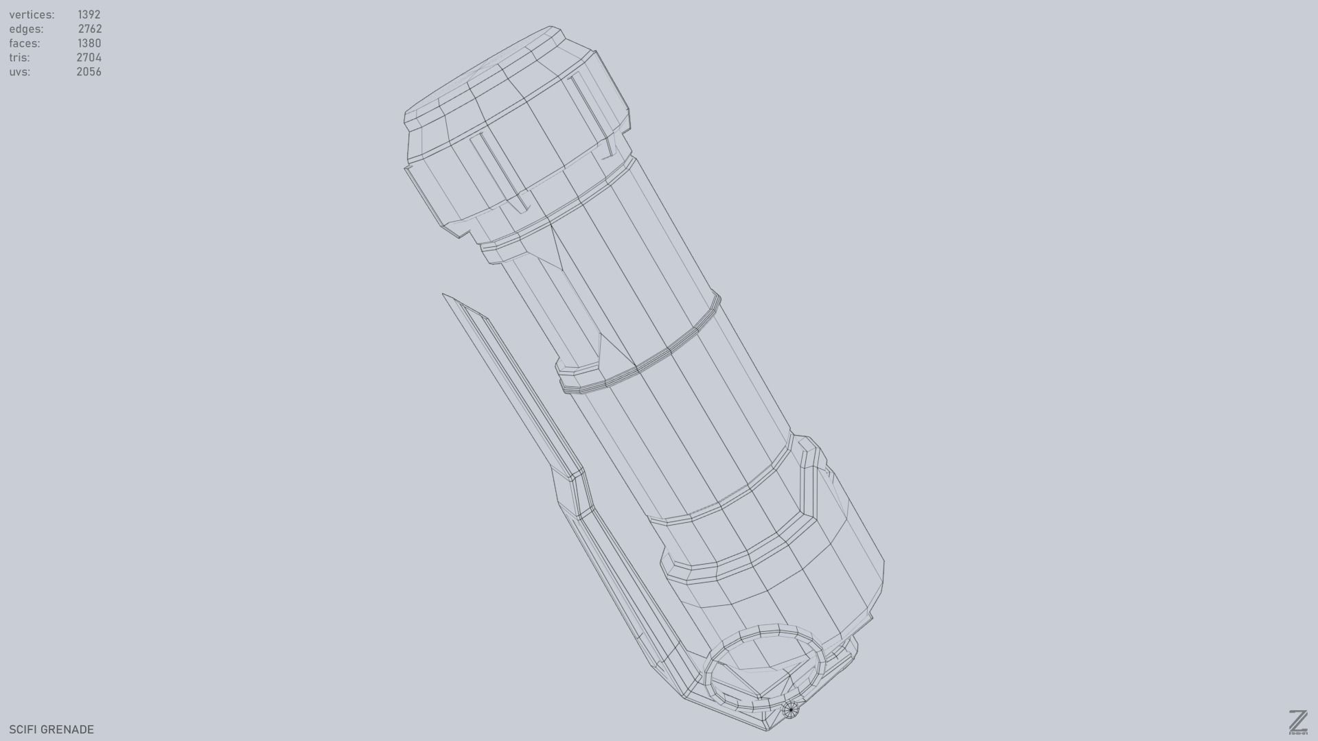 Scifi grenade Low-poly 3D model_15