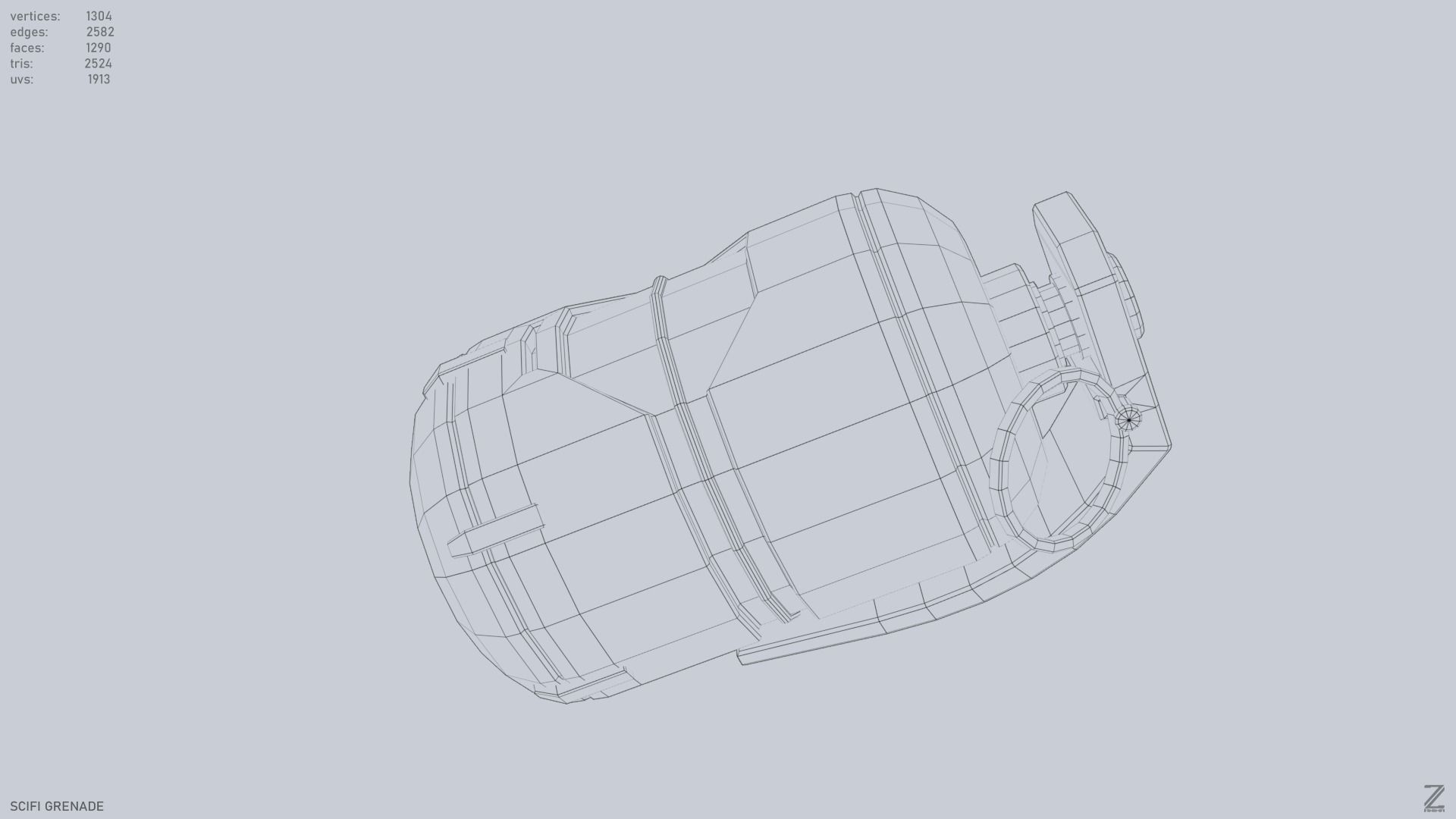 Scifi grenade Low-poly 3D model_13