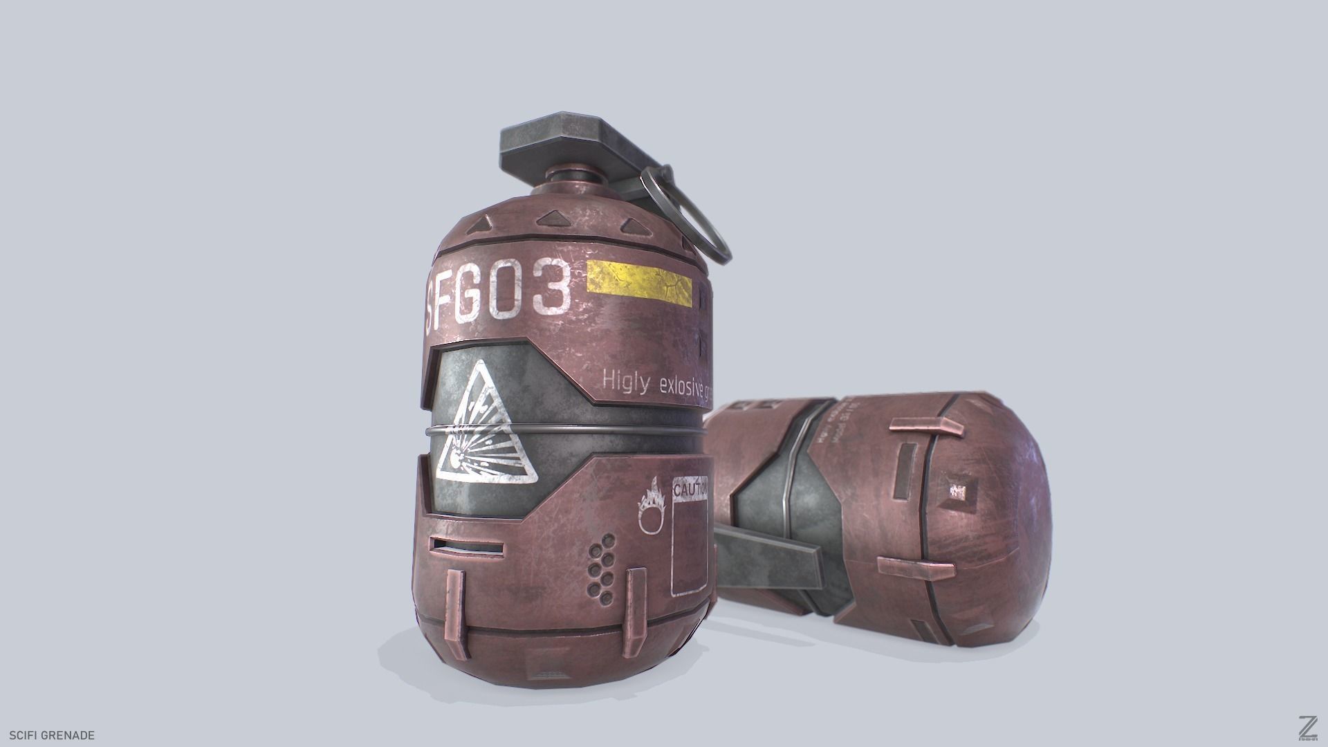 Scifi grenade Low-poly 3D model_6