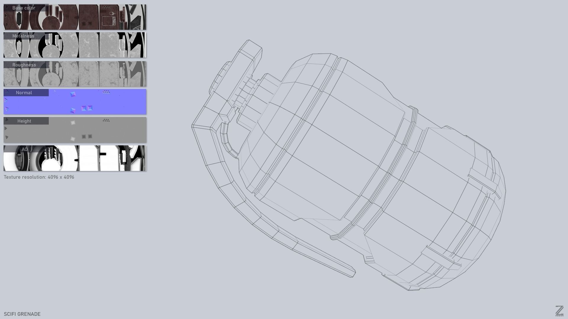 Scifi grenade Low-poly 3D model_3