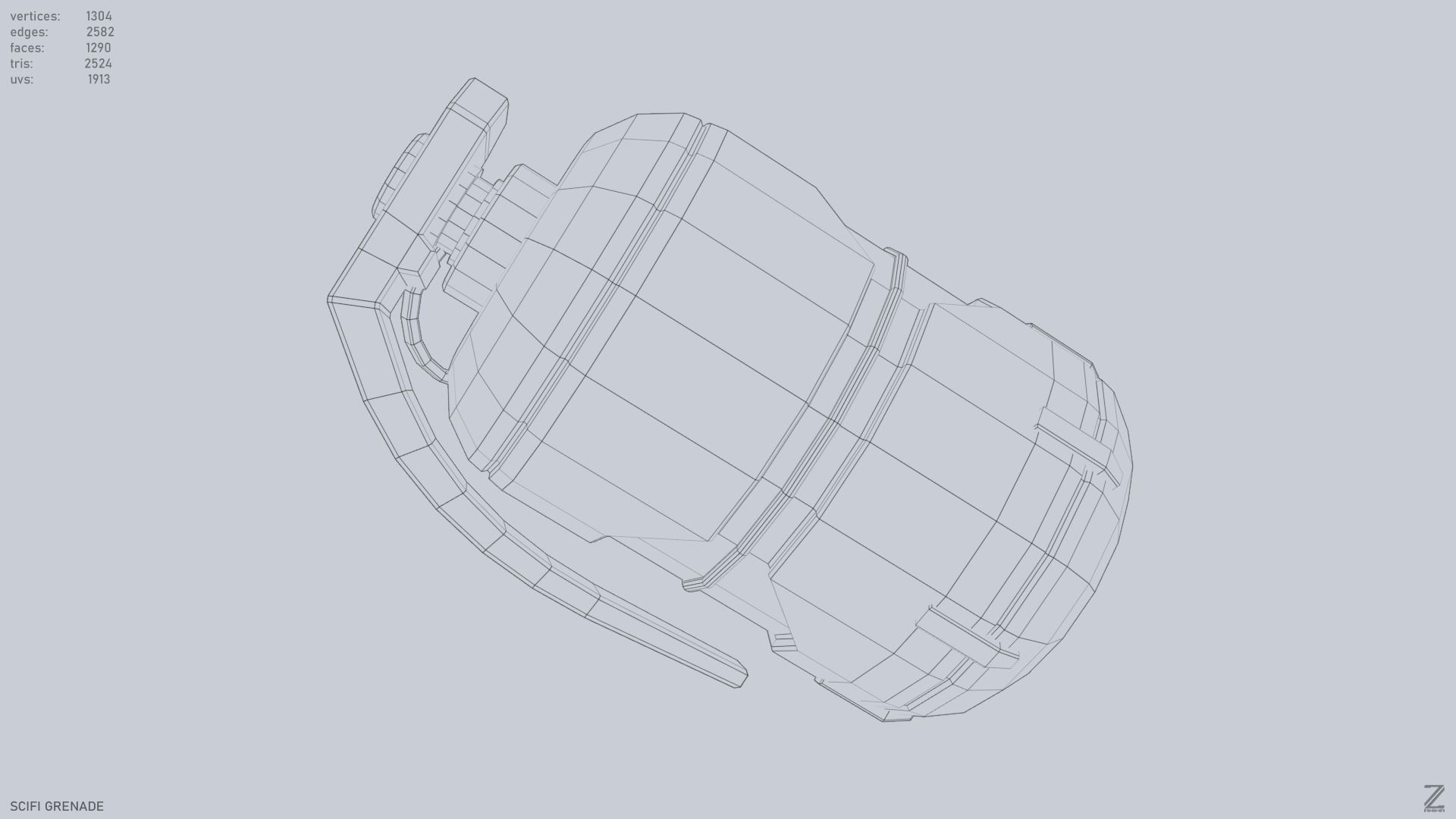 Scifi grenade Low-poly 3D model_15