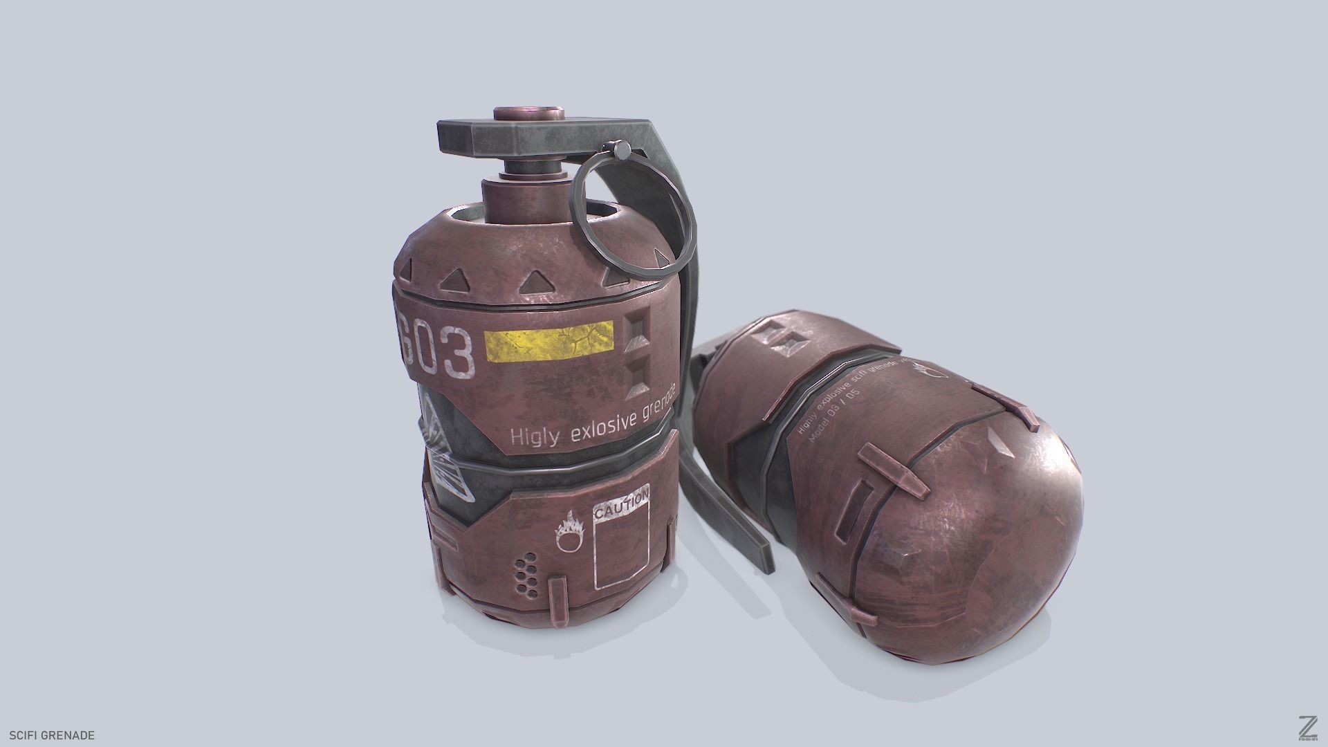 Scifi grenade Low-poly 3D model_2