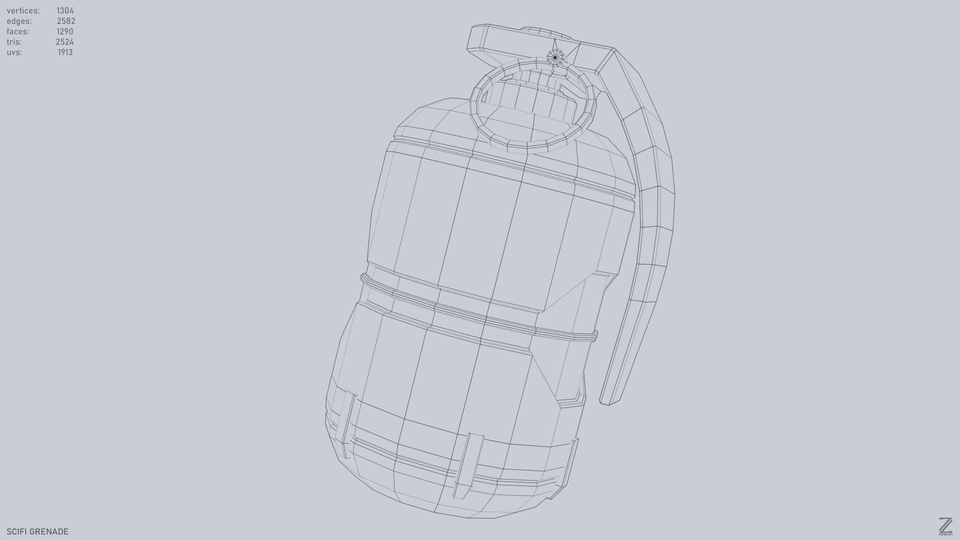 Scifi grenade Low-poly 3D model_14