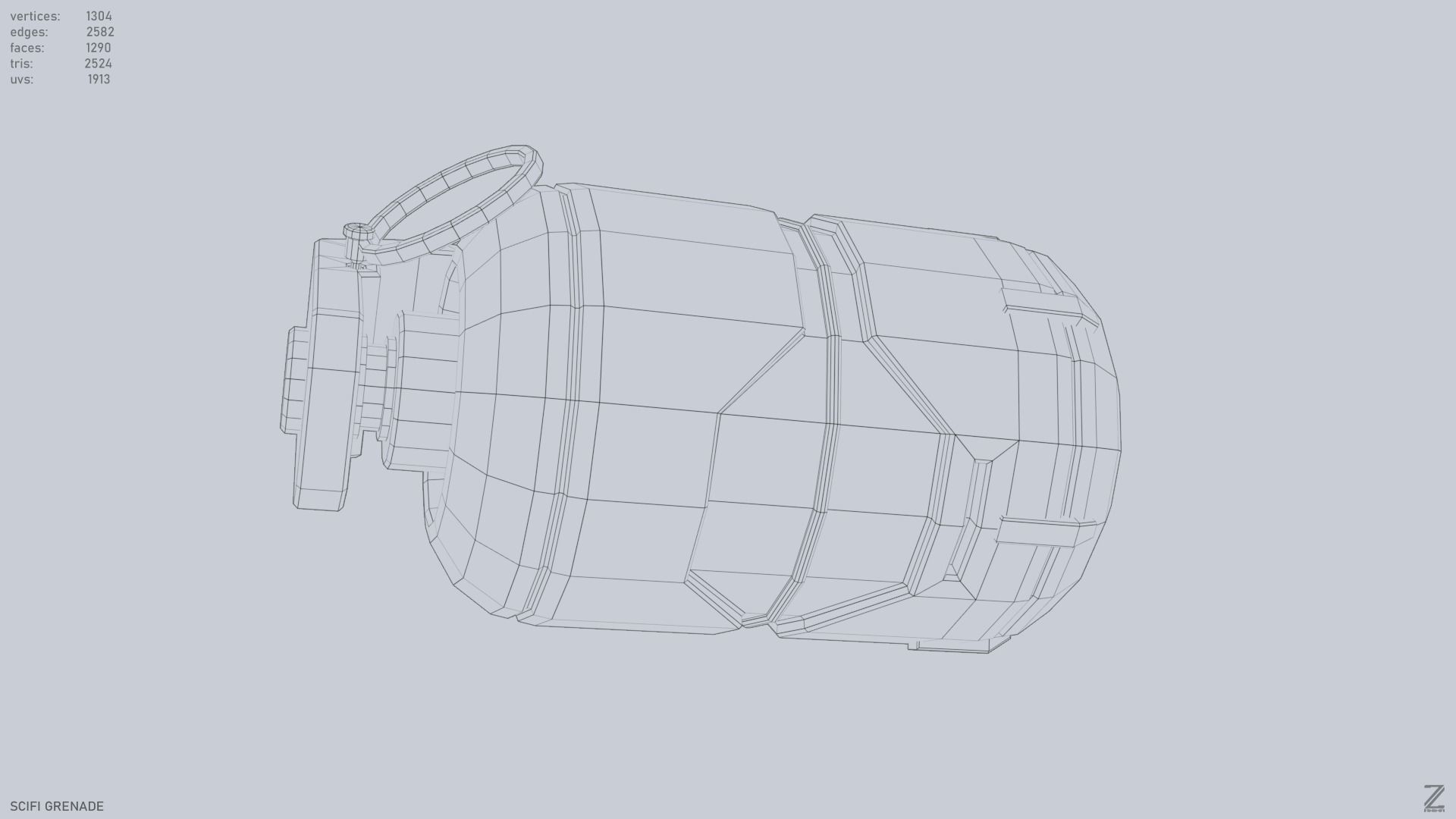 Scifi grenade Low-poly 3D model_11