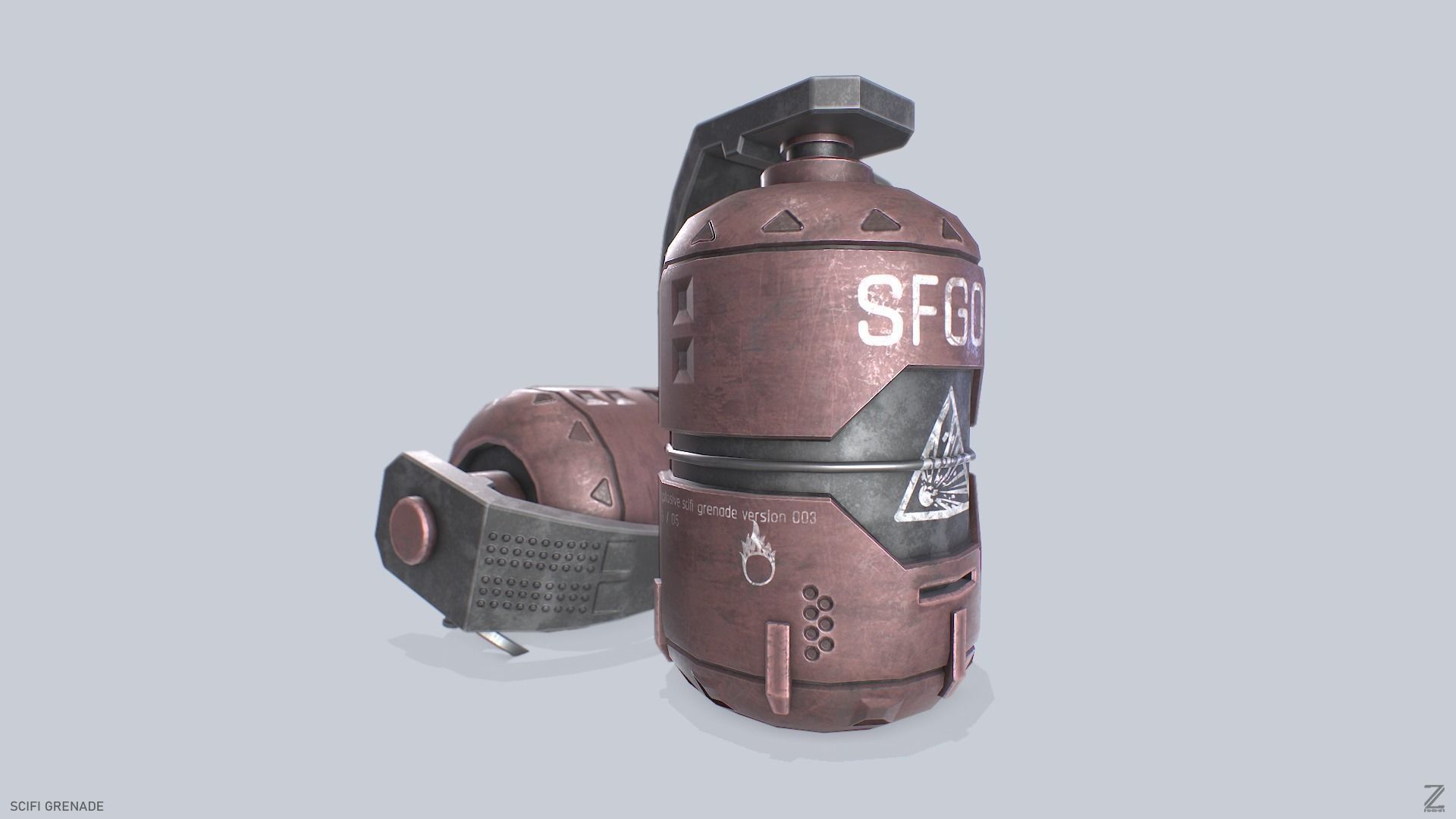 Scifi grenade Low-poly 3D model_8