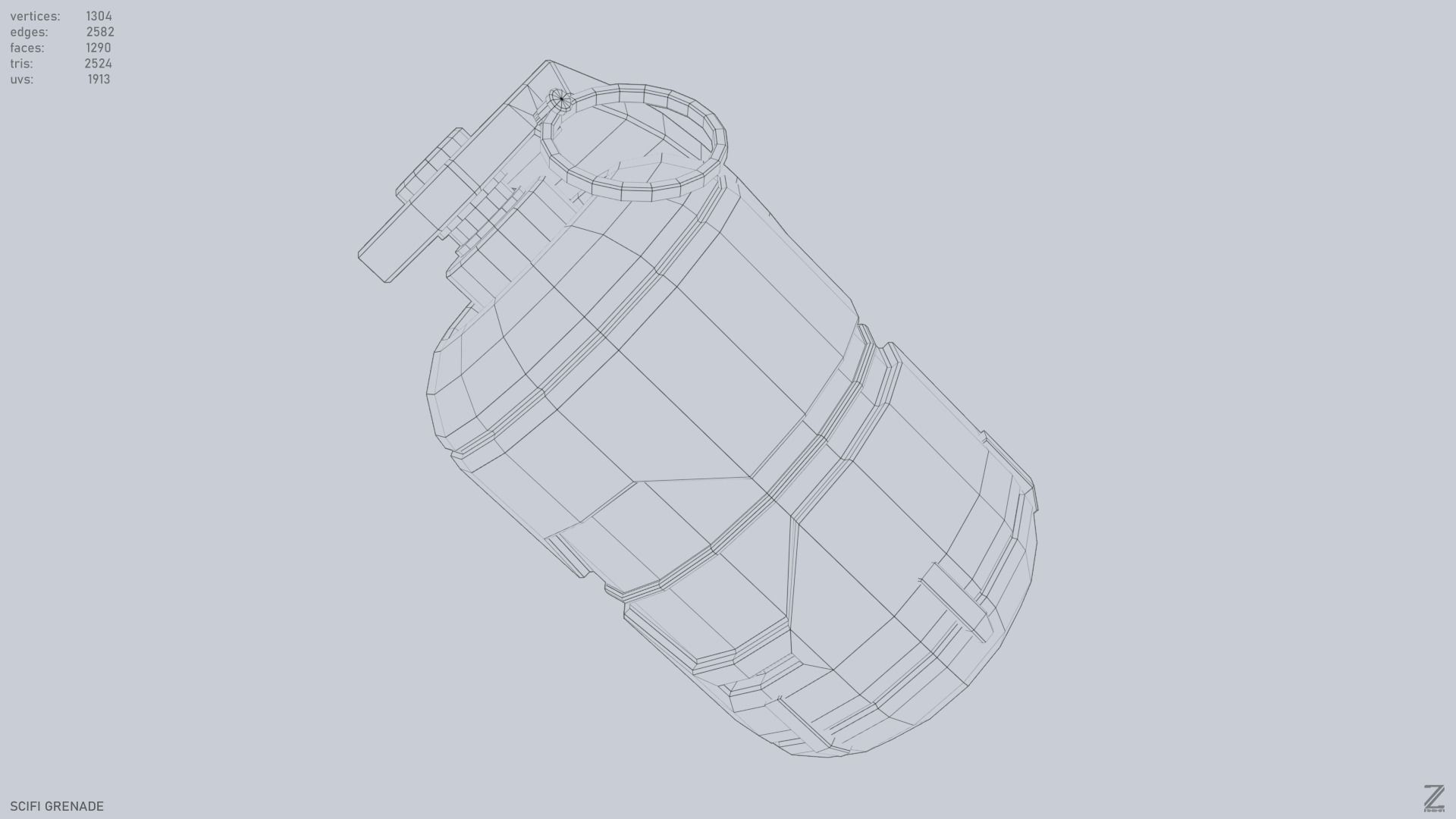 Scifi grenade Low-poly 3D model_10