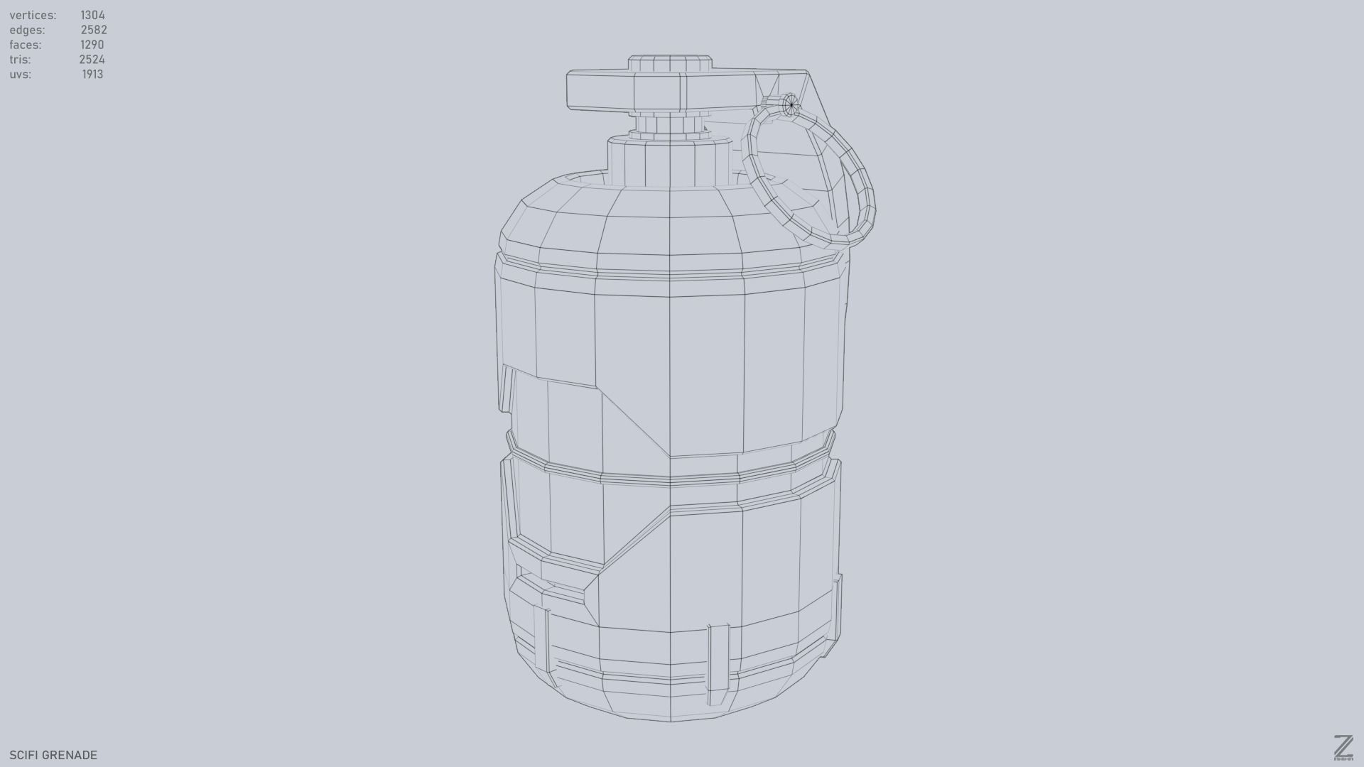 Scifi grenade Low-poly 3D model_9