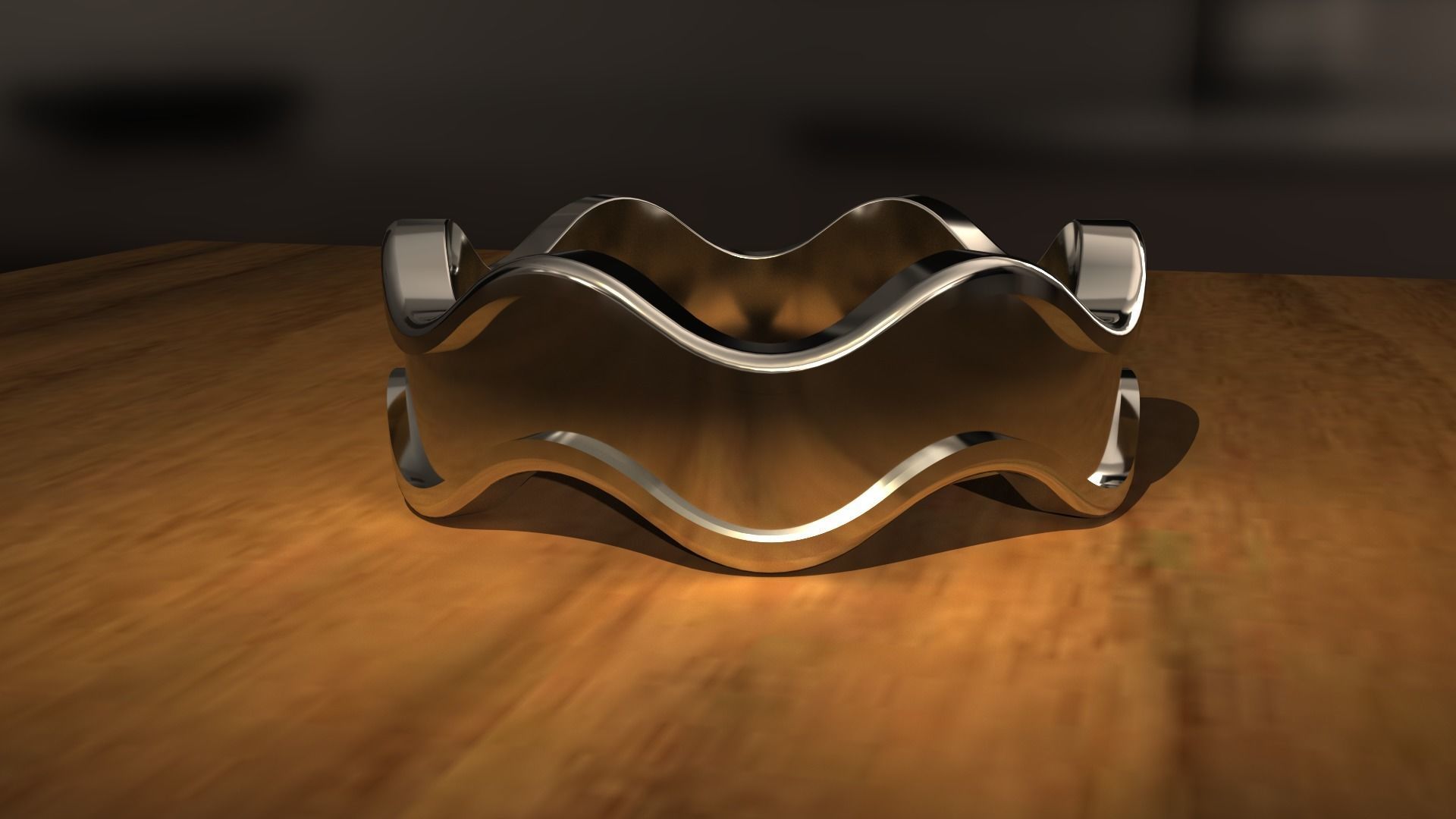 Wave Enamel Ring size 16 3D print model_1