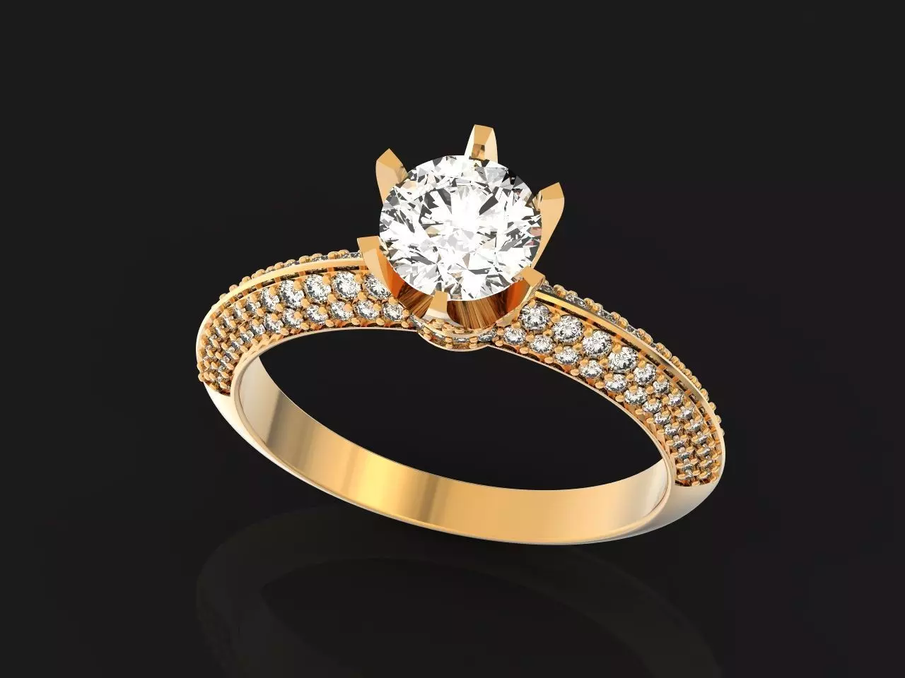 engagement ring tiffany round cut pave diamond 1037 3D print model