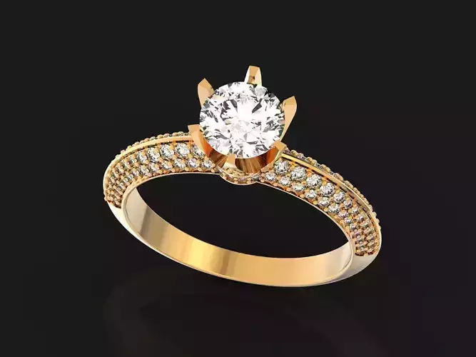 engagement ring tiffany round cut pave diamond 1037