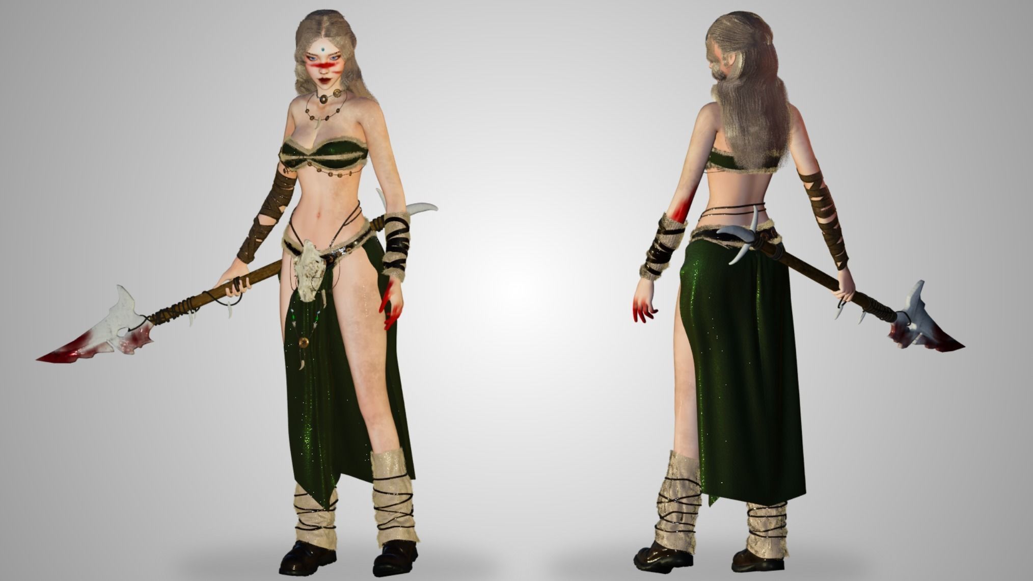 Shaman Woman - Game Ready Low-poly 3D model_1