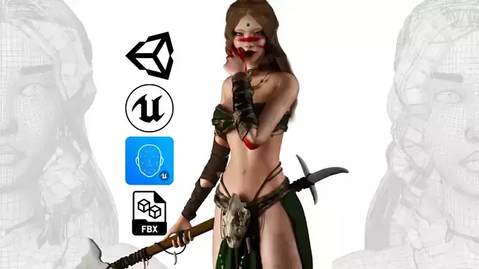 Shaman Woman - Game Ready Low-poly 3D model