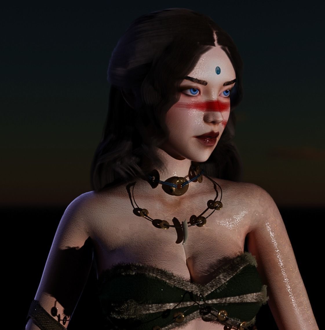 Shaman Woman - Game Ready Low-poly 3D model_9