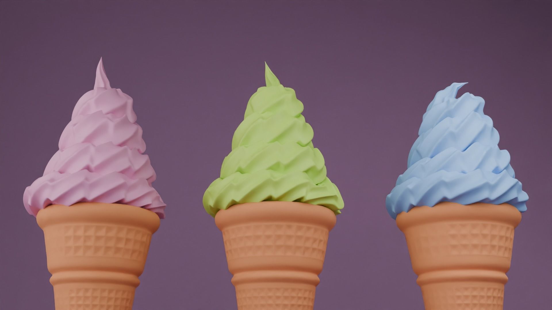 Ice Cream in a Cone with Flavors 3D model_3