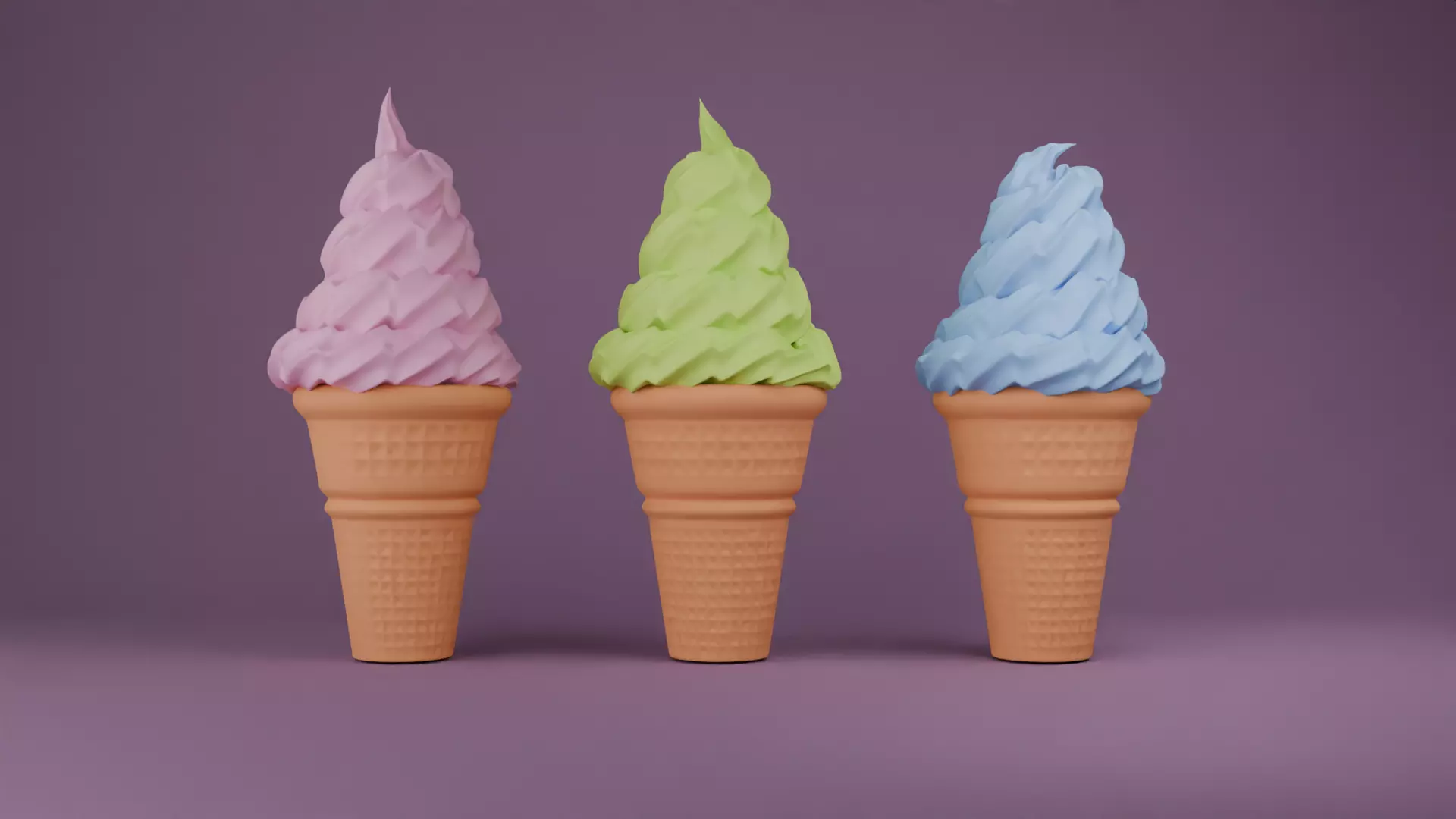 Ice Cream in a Cone with Flavors 3D model_0