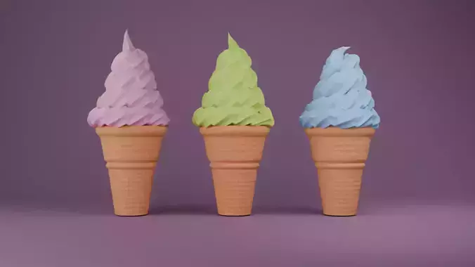 Ice Cream in a Cone with Flavors