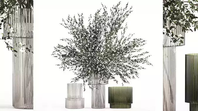 Lush bouquet of branches of blossoming cherry sakura flowers 351 3D model