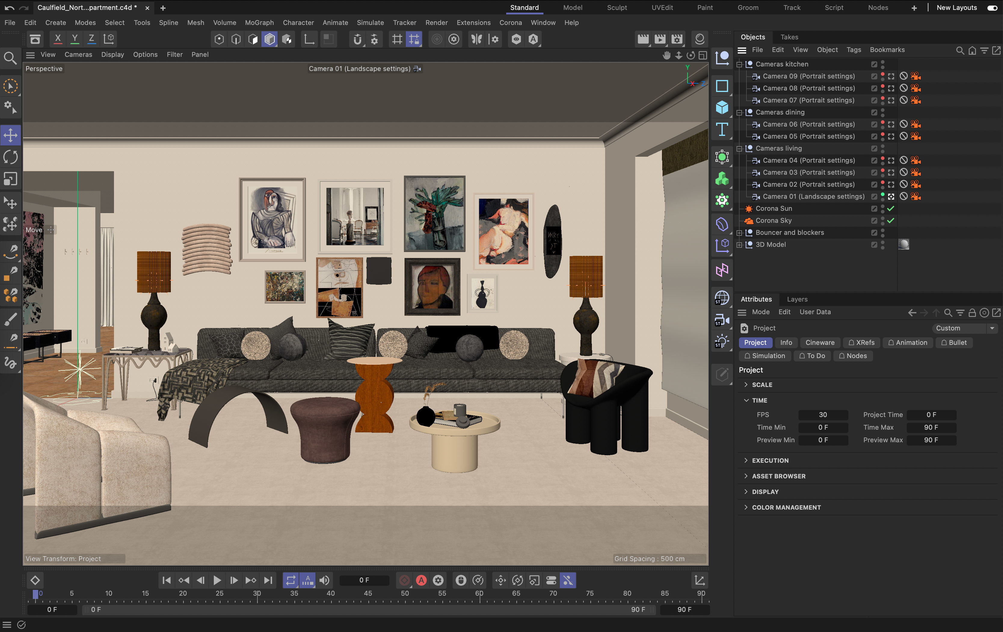 Caulfield North interior scene 3D model_9