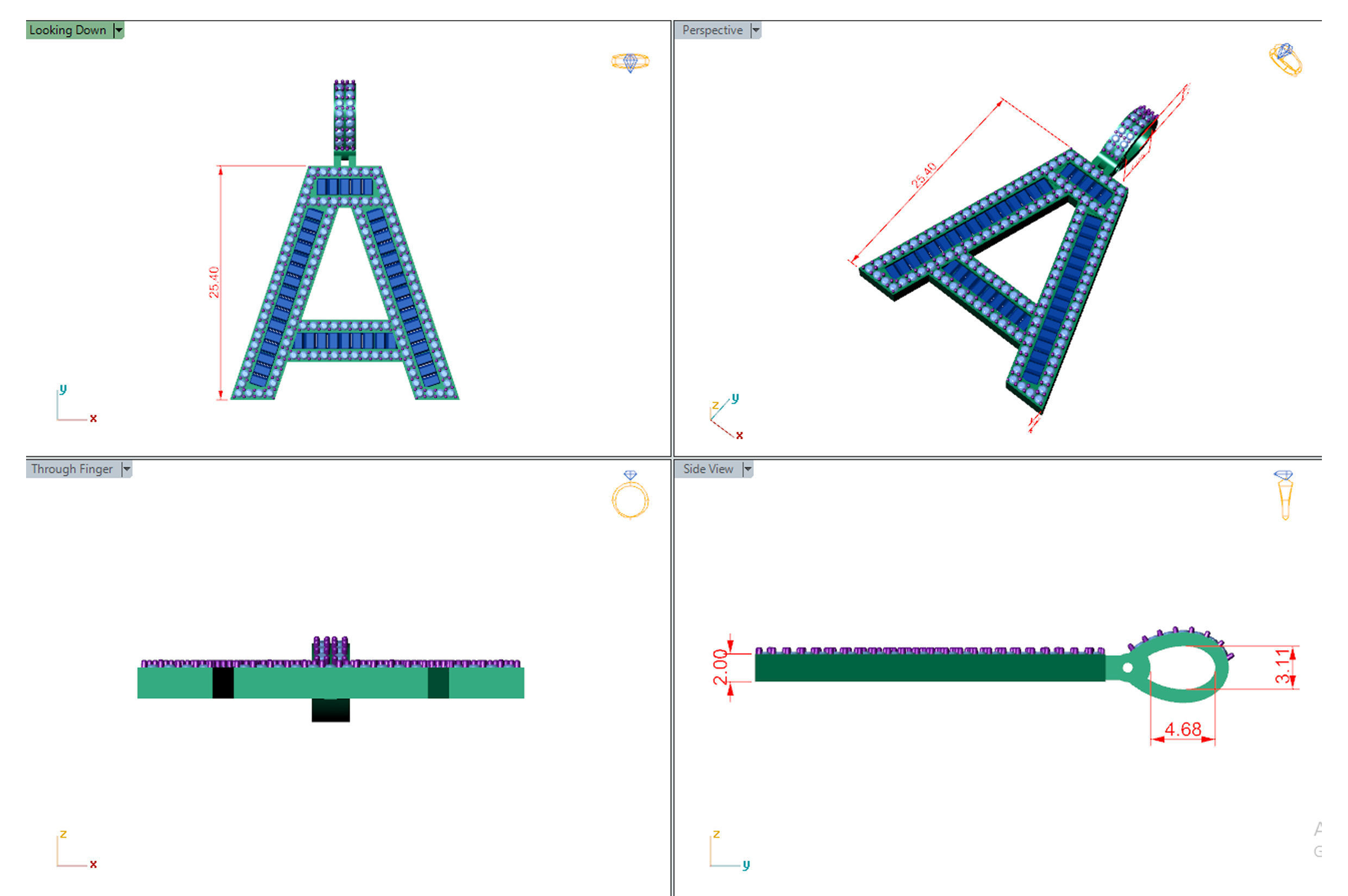 Alphabet pendent initial letter pendent 3D print model_5