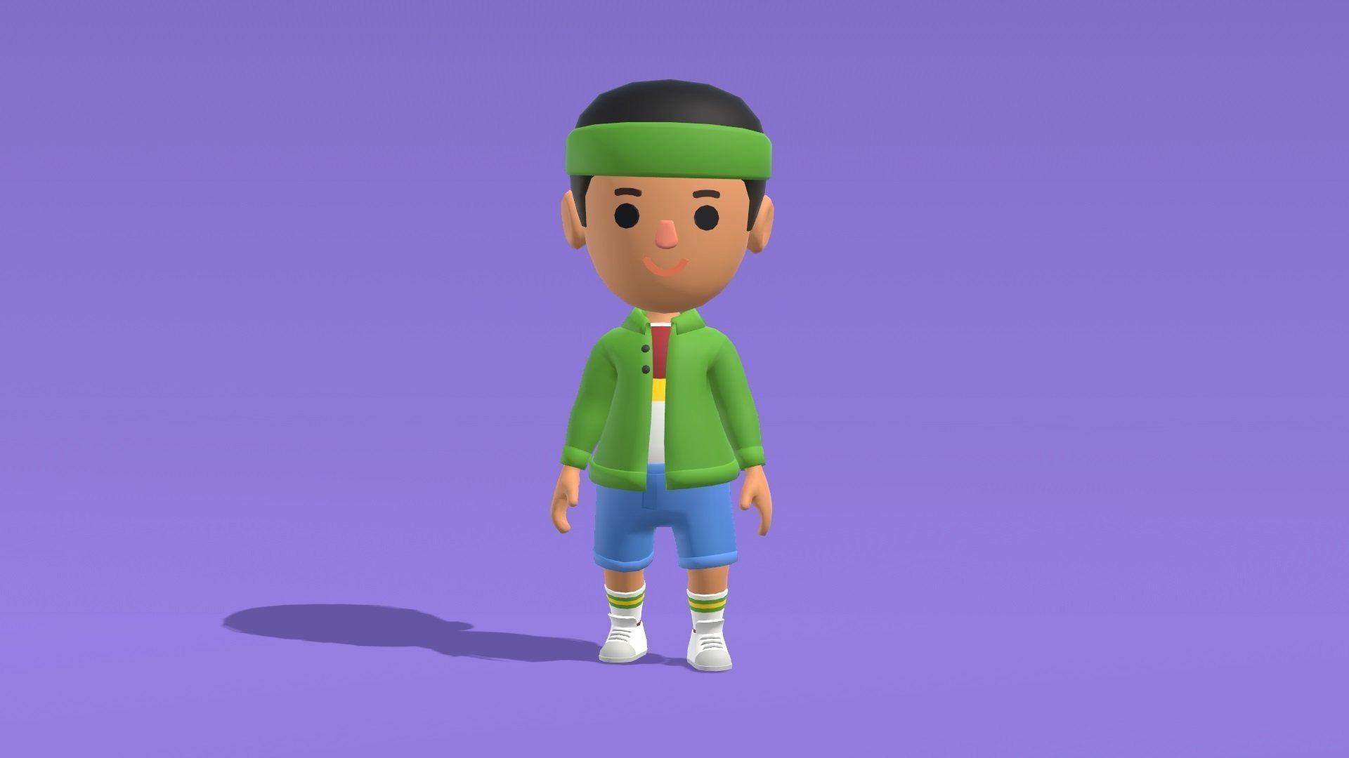 Casual Toon Characters Low-poly 3D model_1