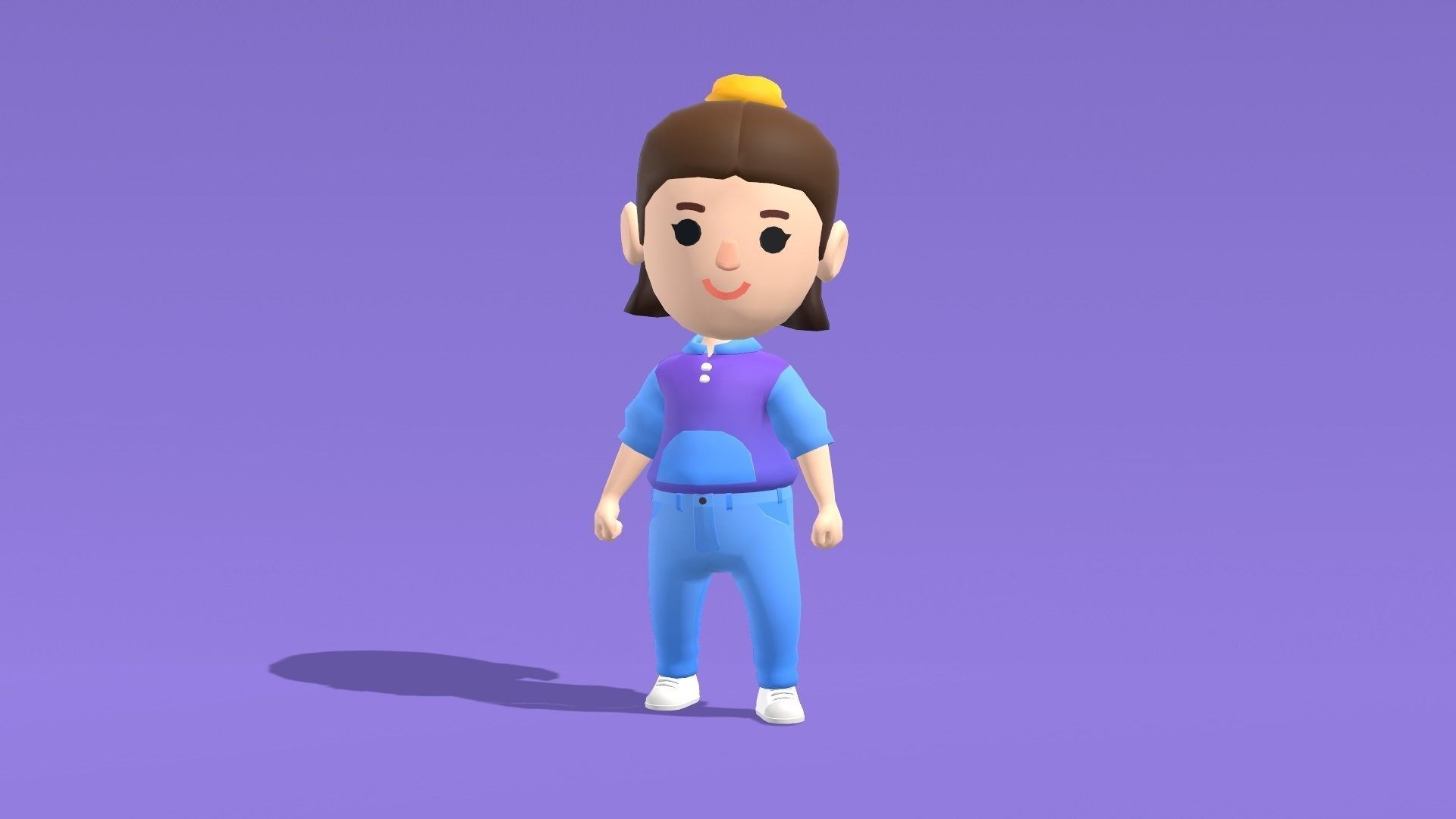 Casual Toon Characters Low-poly 3D model_6