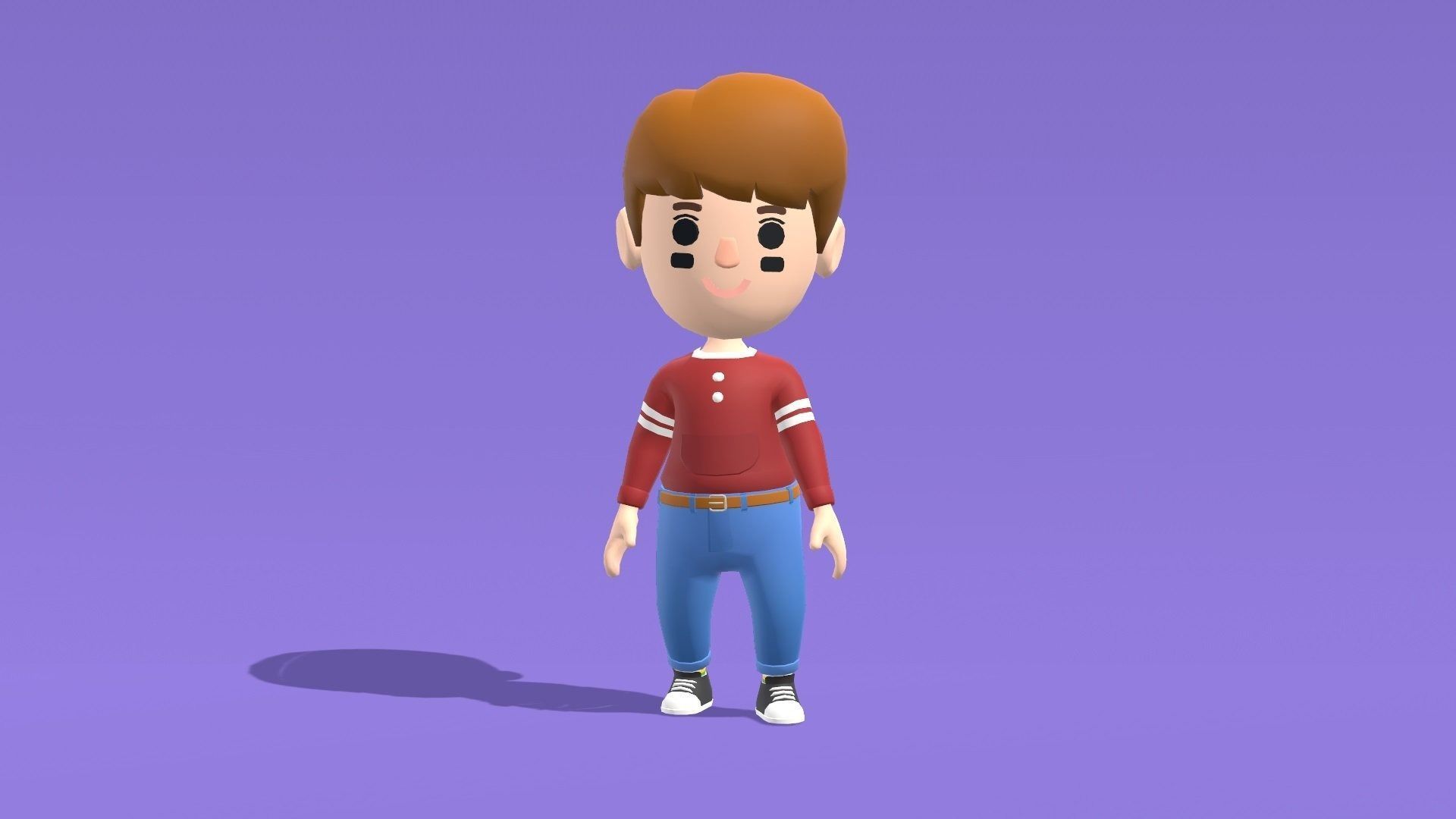 Casual Toon Characters Low-poly 3D model_2
