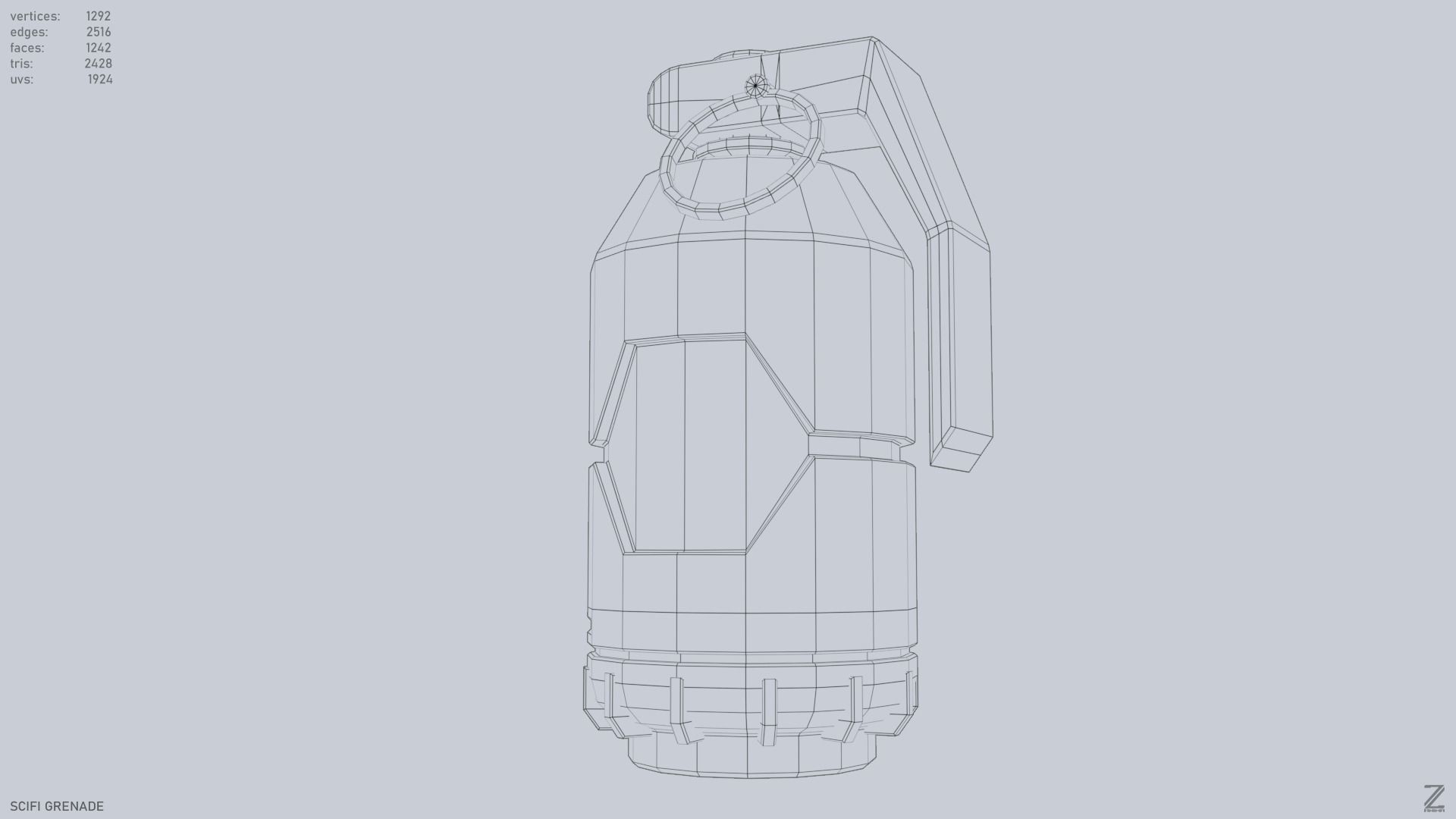 Scifi grenade Low-poly 3D model_11