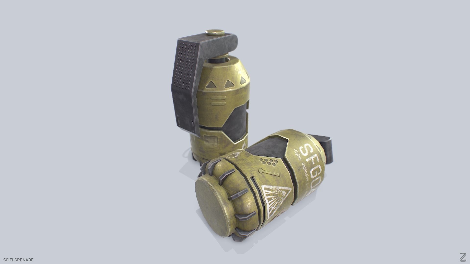 Scifi grenade Low-poly 3D model_5