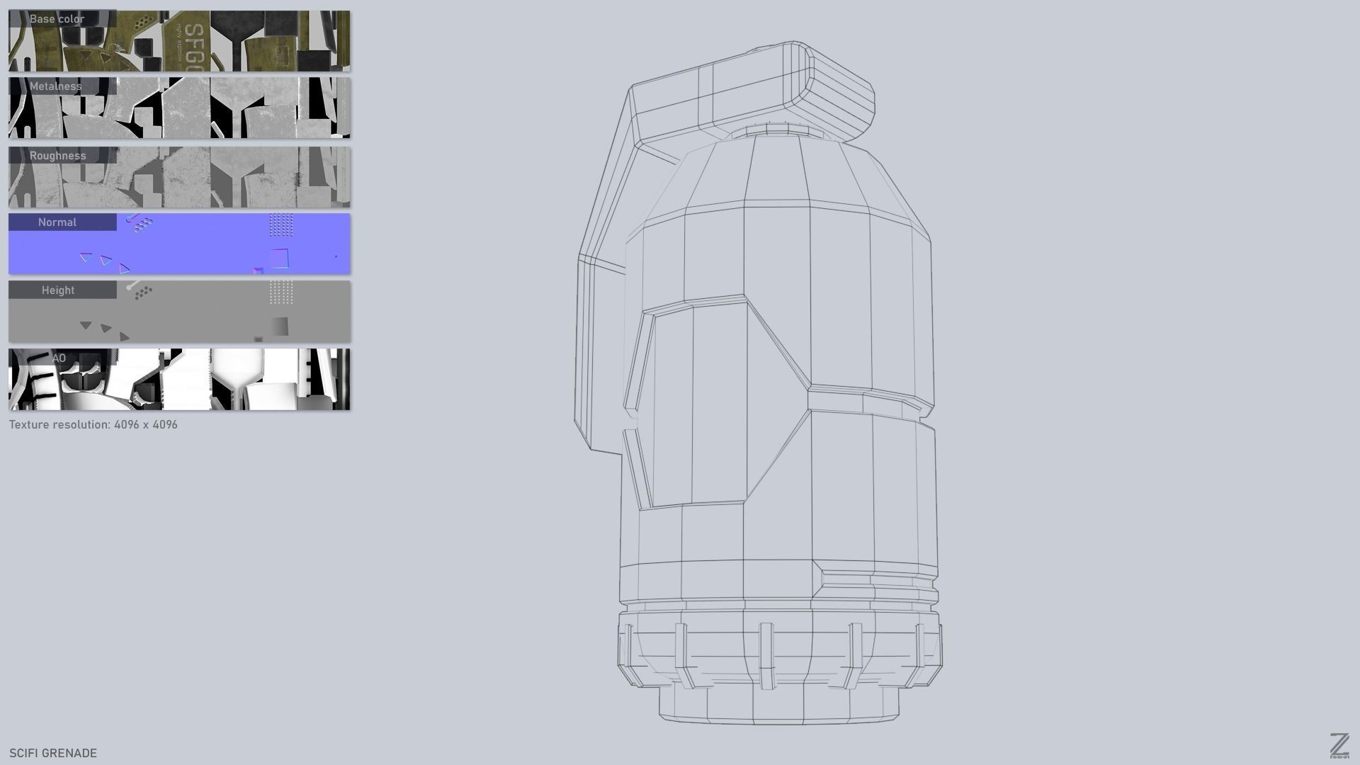 Scifi grenade Low-poly 3D model_3