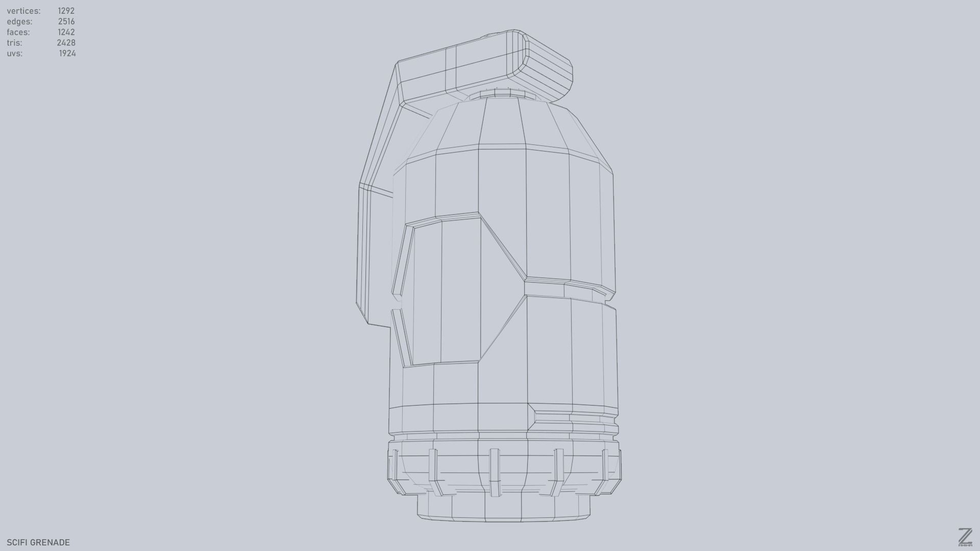 Scifi grenade Low-poly 3D model_15