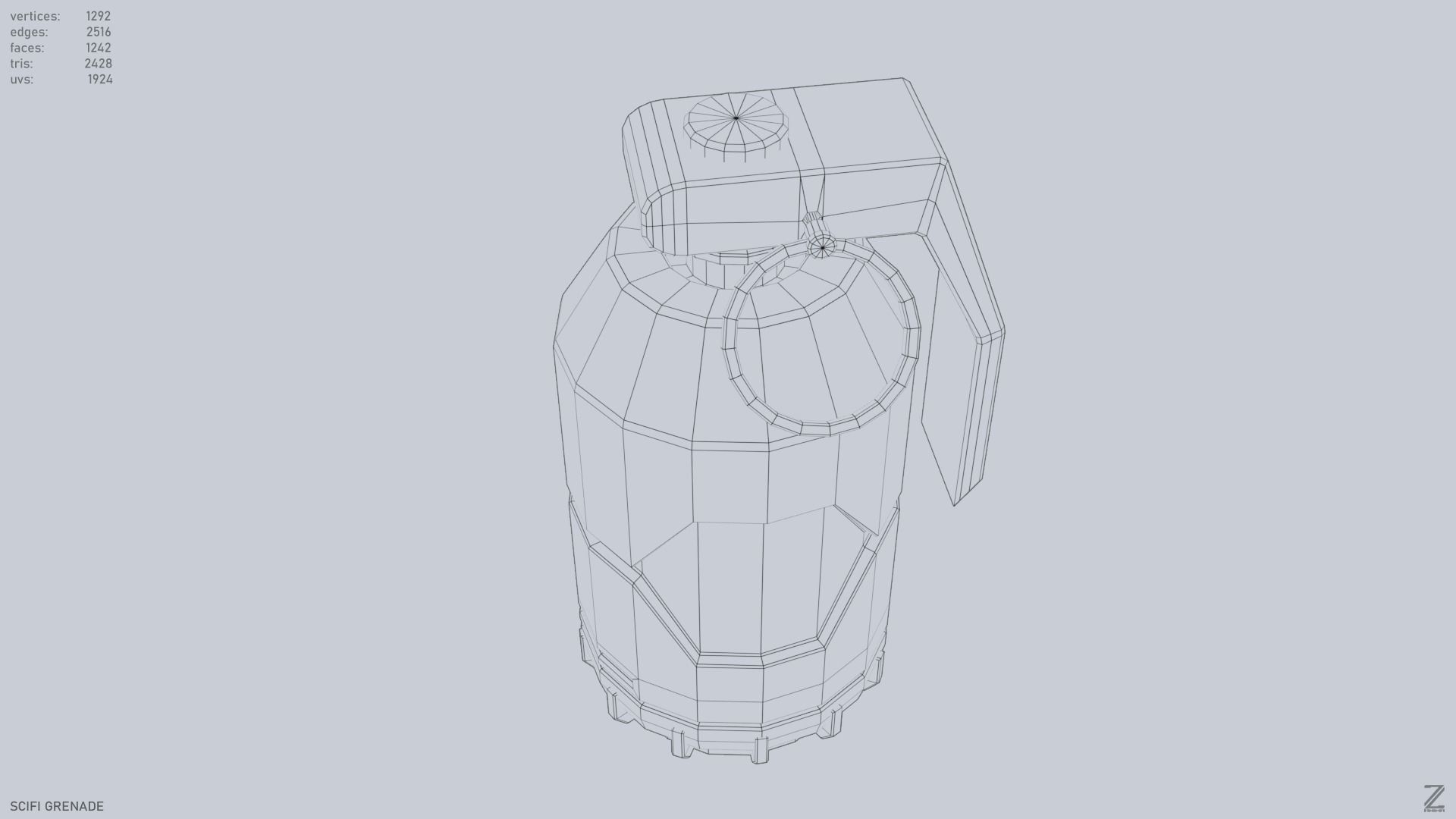 Scifi grenade Low-poly 3D model_10