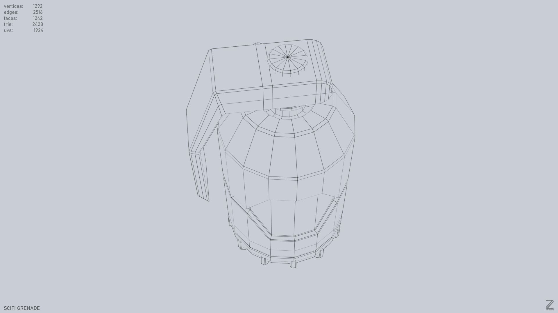 Scifi grenade Low-poly 3D model_14