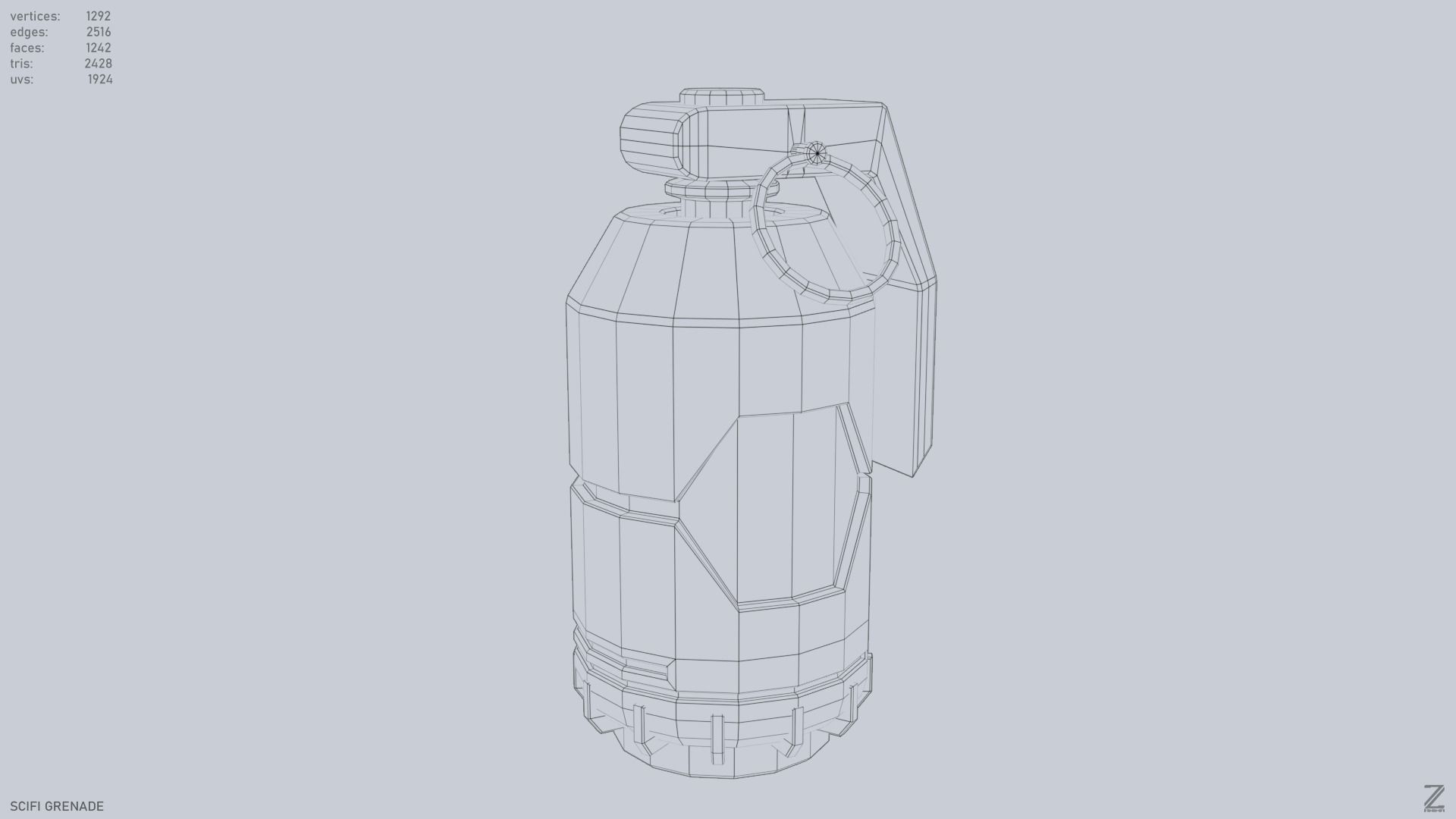 Scifi grenade Low-poly 3D model_9