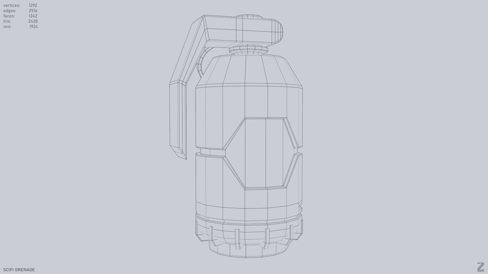 Scifi grenade Low-poly 3D model_13