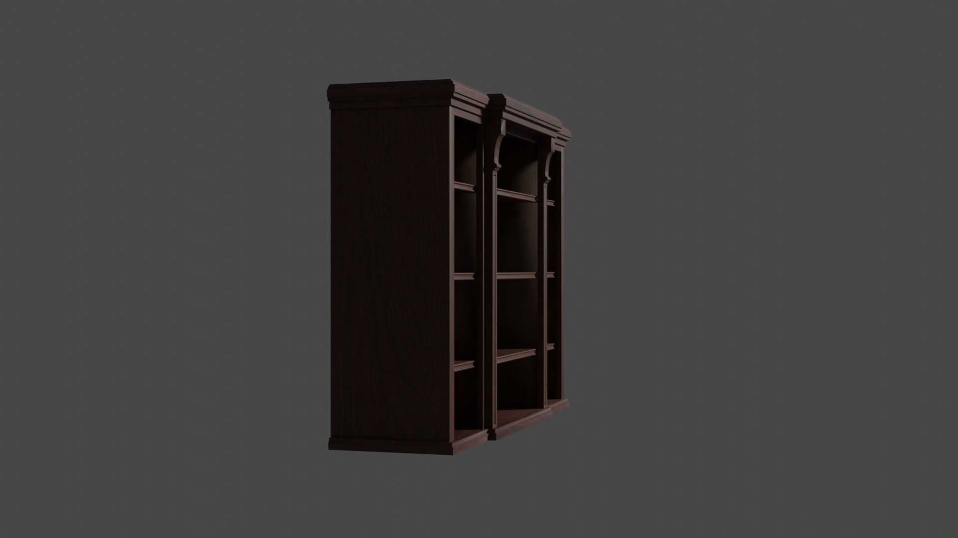 1910s Walnut Bookcase Free 3D model_1